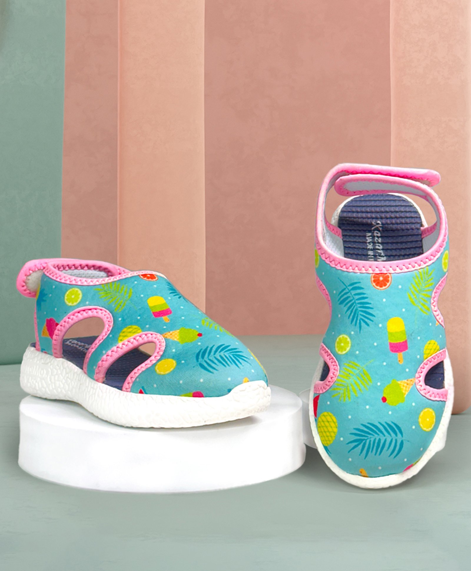 KazarMax Ice Cream Designed Velcro Closure Sandals - Sea Green-picture-21