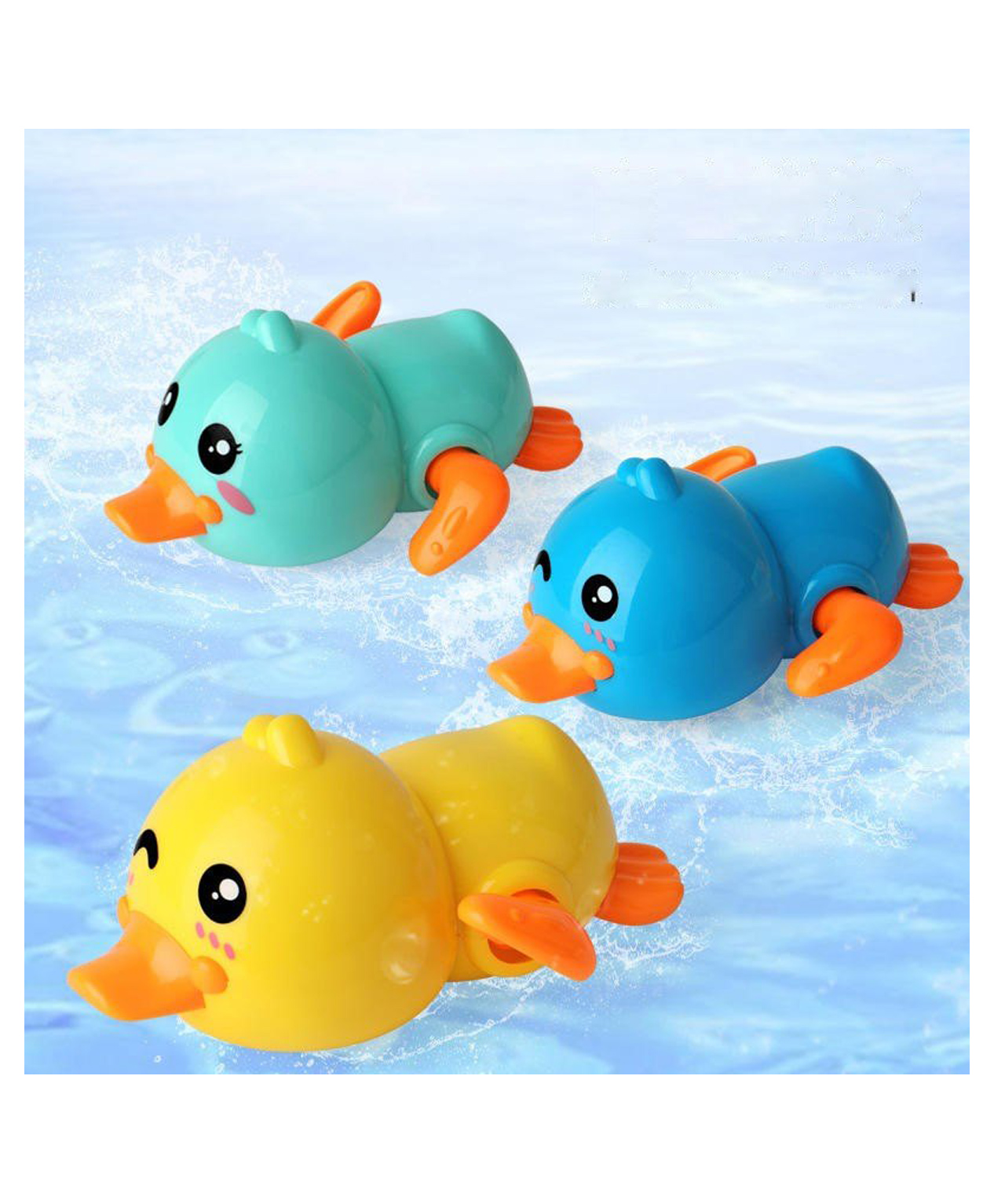 ADKD Swimming Duck Wind Up Bath Toys Pack Of 3 - (Color & Design May Vary)