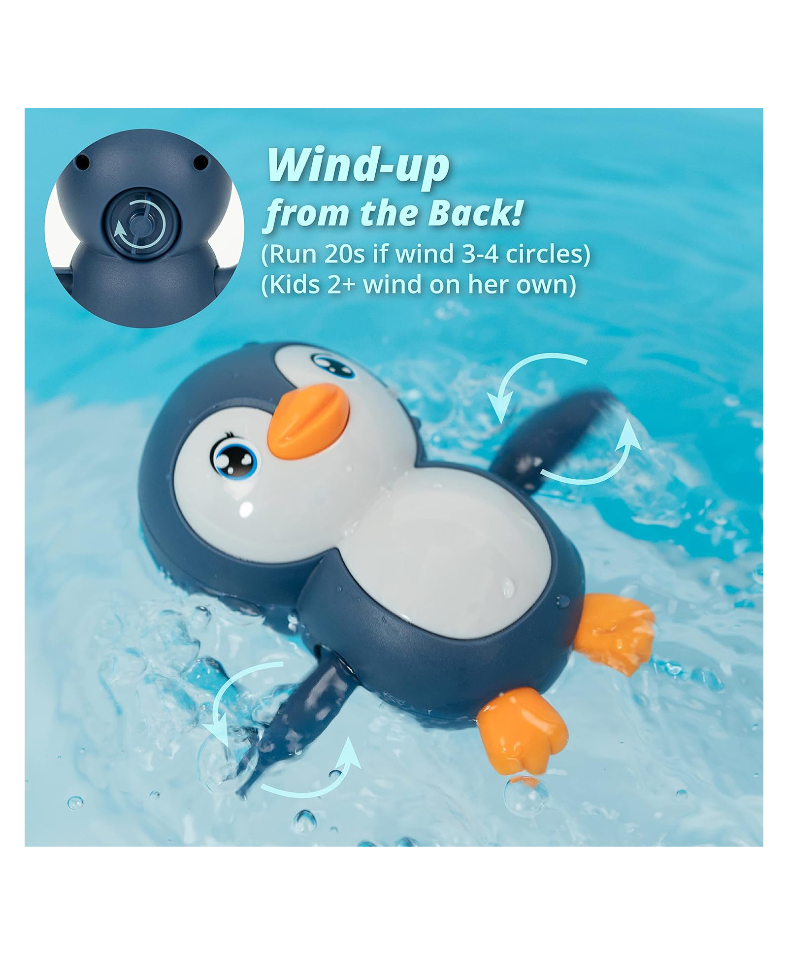 ADKD Swimming Penguin Wind Up Bath Toys Pack Of 1 - (Color & Design May Vary)-image-9