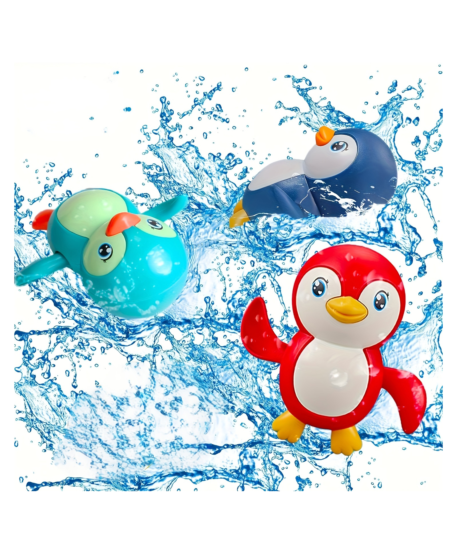 ADKD Swimming Penguin Wind Up Bath Toys Pack Of 3 - (Color & Design May Vary)-image-13