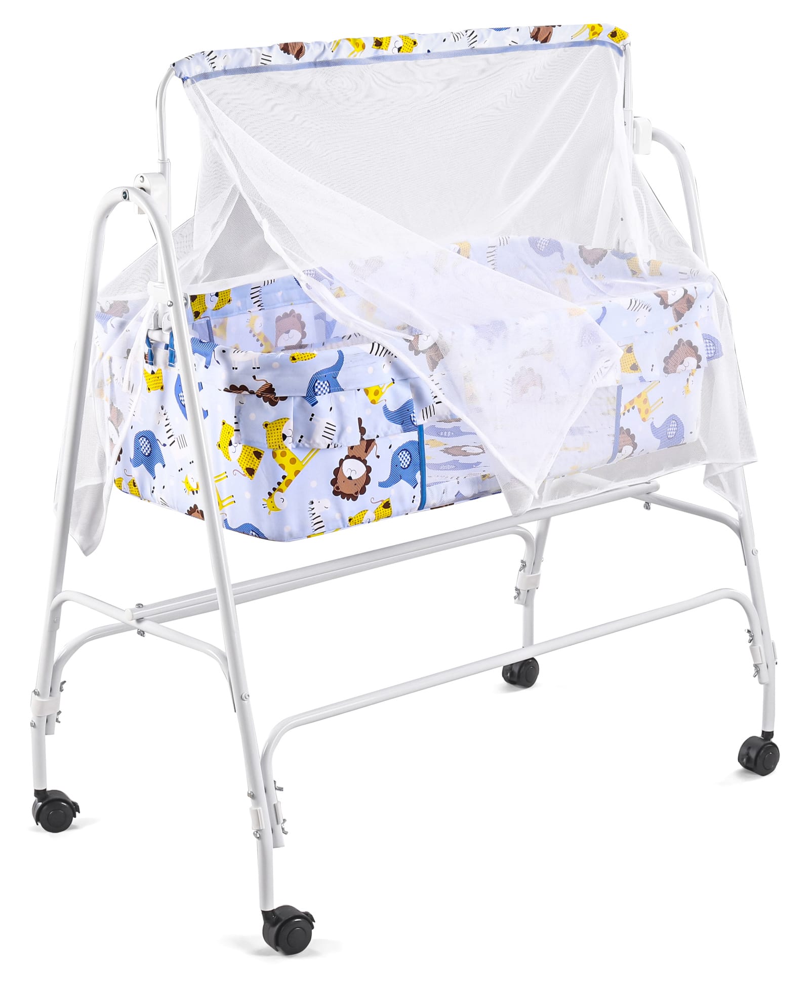 fab n funky Baby Cradle with Mosquito Net & Wheels - Blue-picture-19