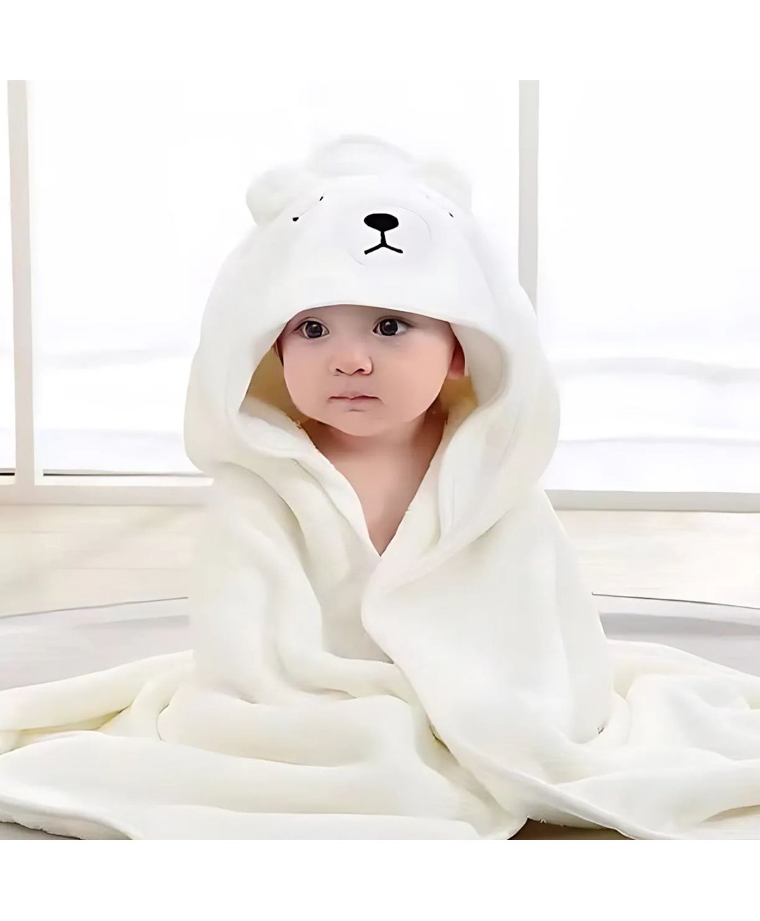 Zikku Polar Bear Designed Hooded Bath Towel - White-picture-12