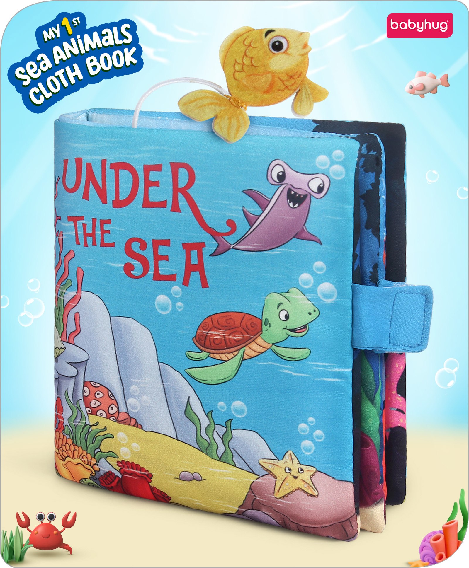 Babyhug Cloth Book Sea Animals Theme with Sounds for Sensory Stimulation - English