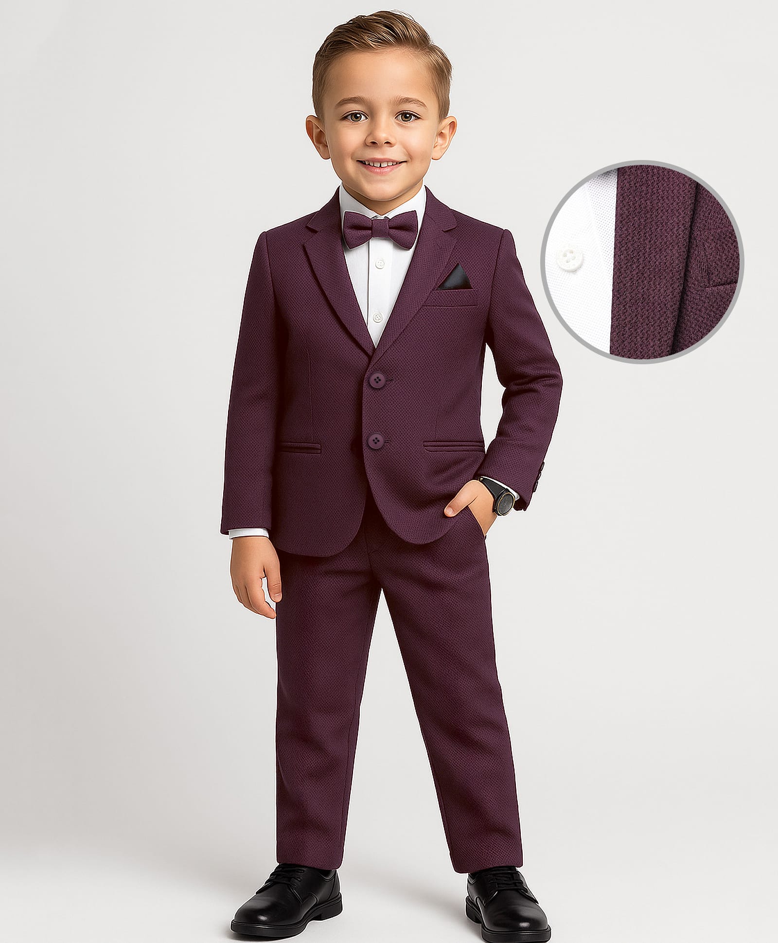 Babyhug Knit Full Sleeves 3 Piece Soild Color Party Suit - Wine & White-picture-37