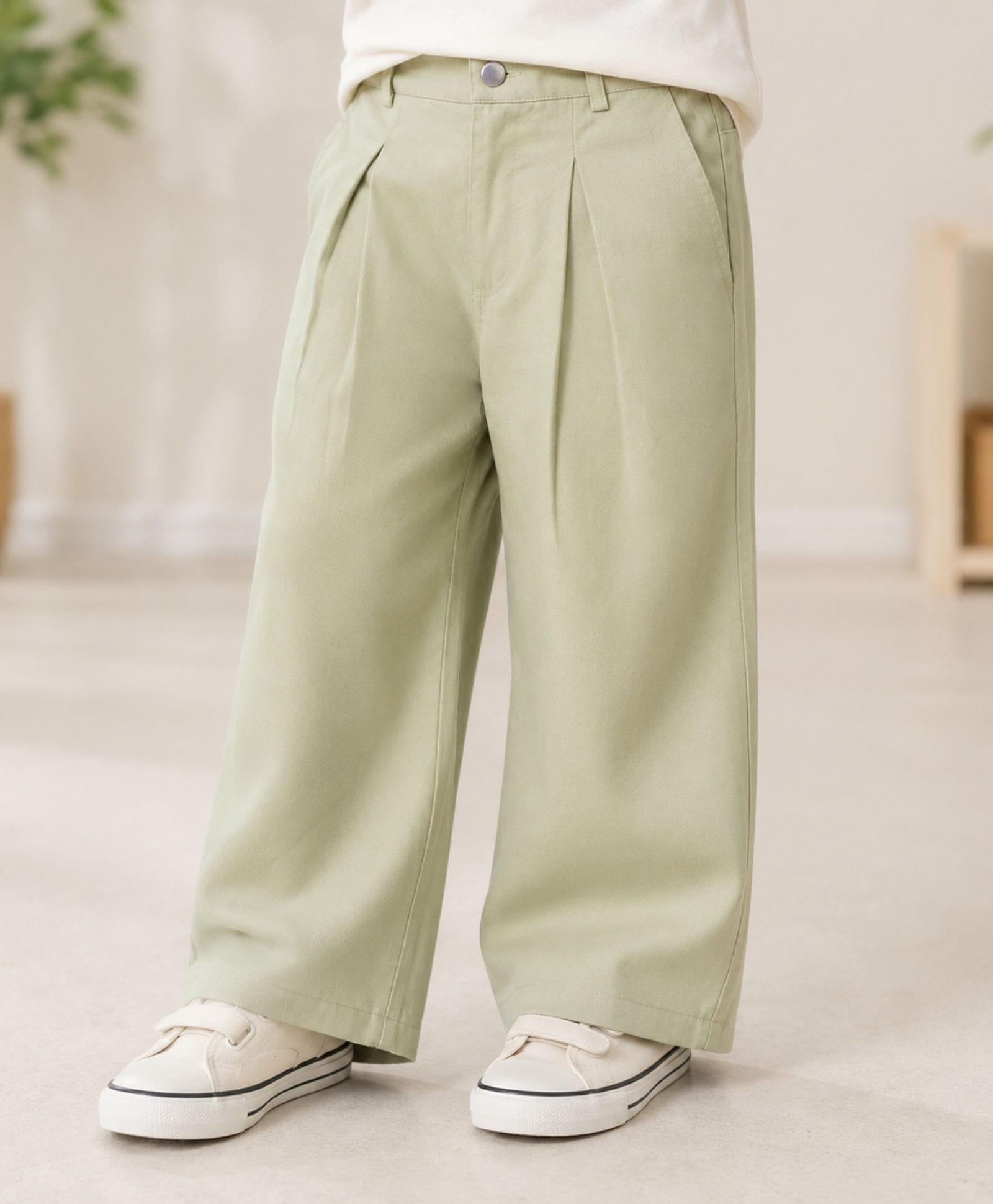 My Milestones Twill Solid Harper Wide Leg Darted Trousers - Khaki-picture-25