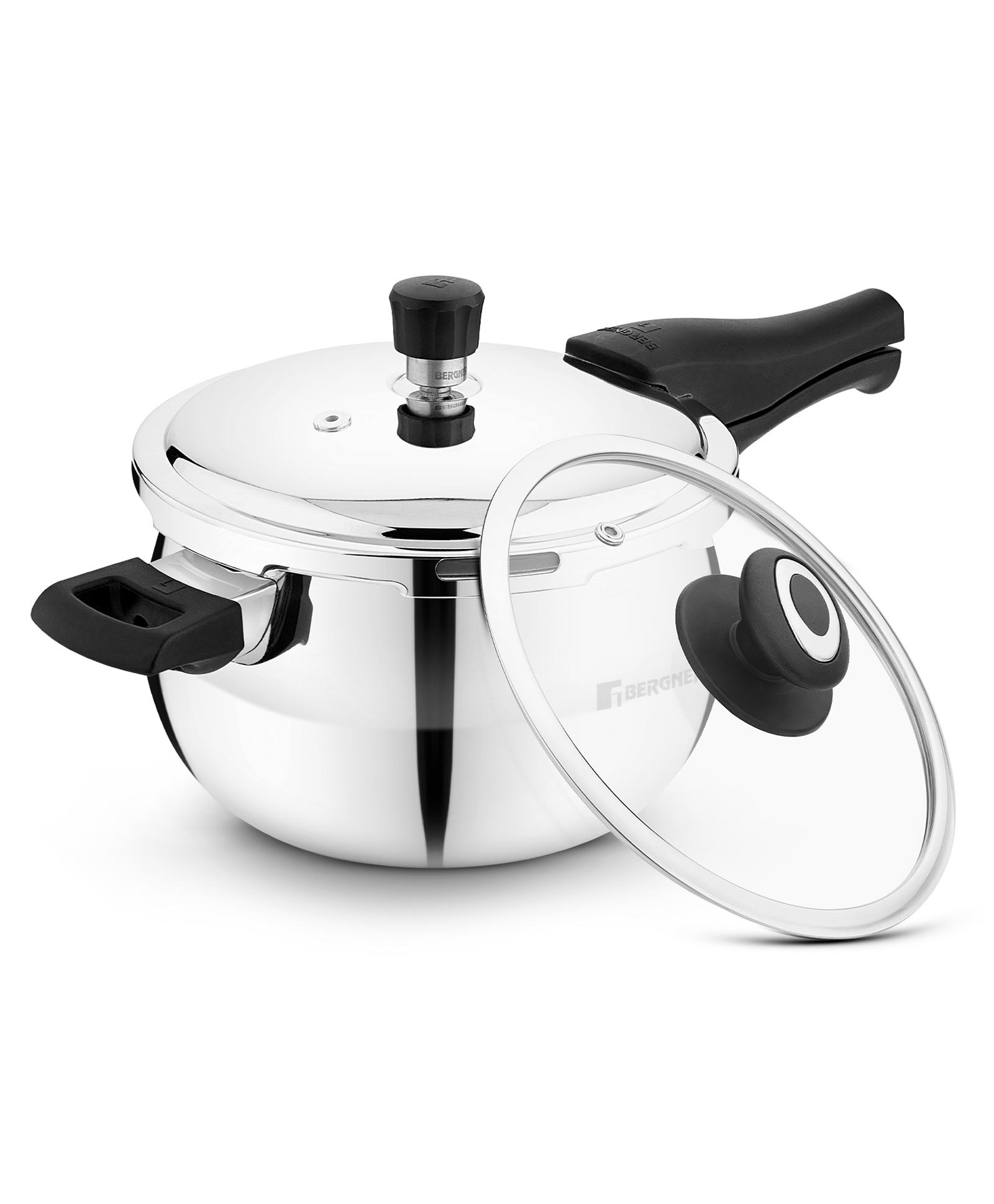 Bergner Trimax ORB Triply Stainless Steel 2 Liters Belly Shape Outer Lid Pressure Cooker with Extra Glass Lid - Induction Bottom-picture-26