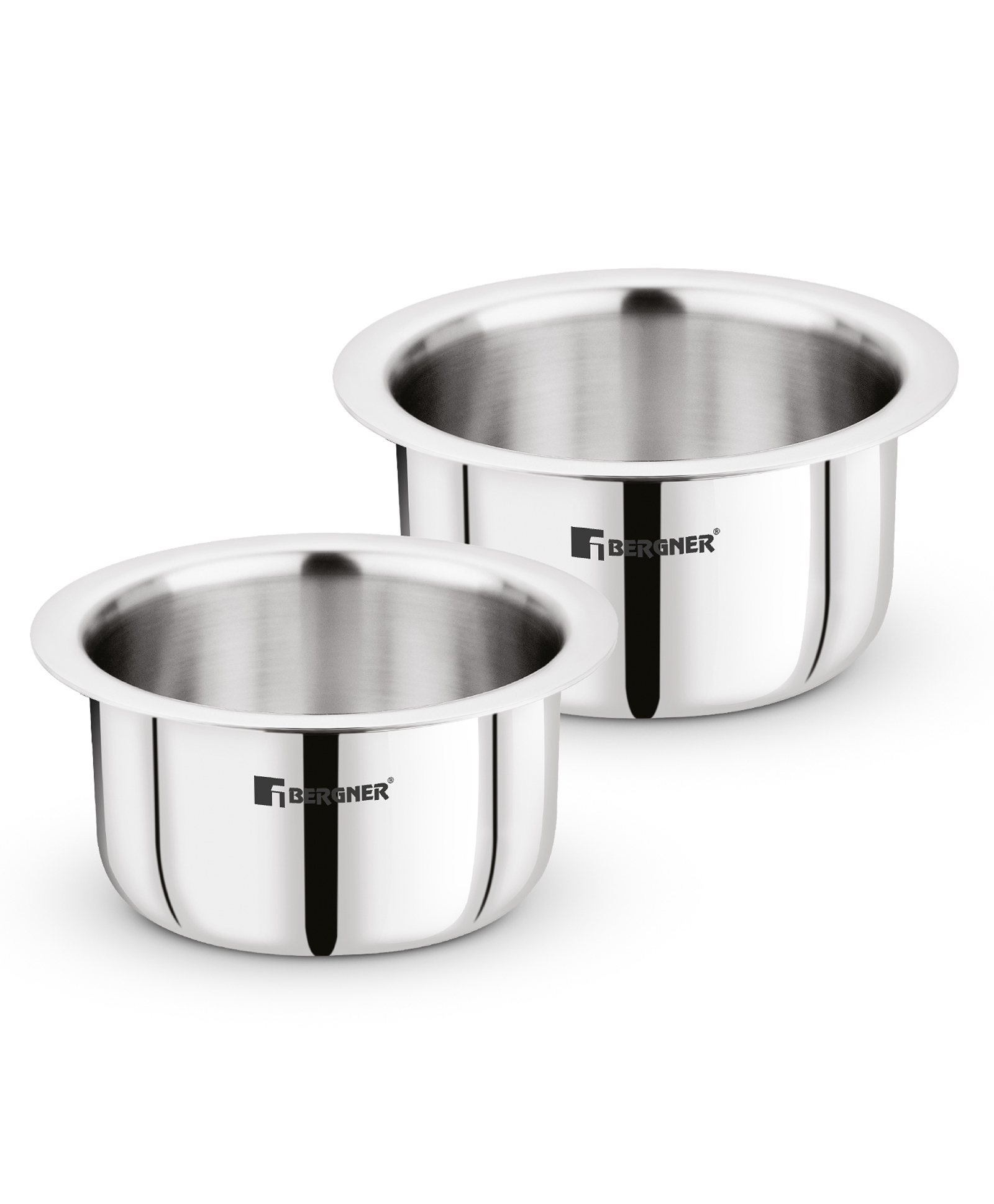 Bergner Tripro Triply Stainless Steel 2 Pcs Tope Set, 14cm / 1.3 L and 16cm / 2 L, Less Oil Use - Induction Bottom-picture-24