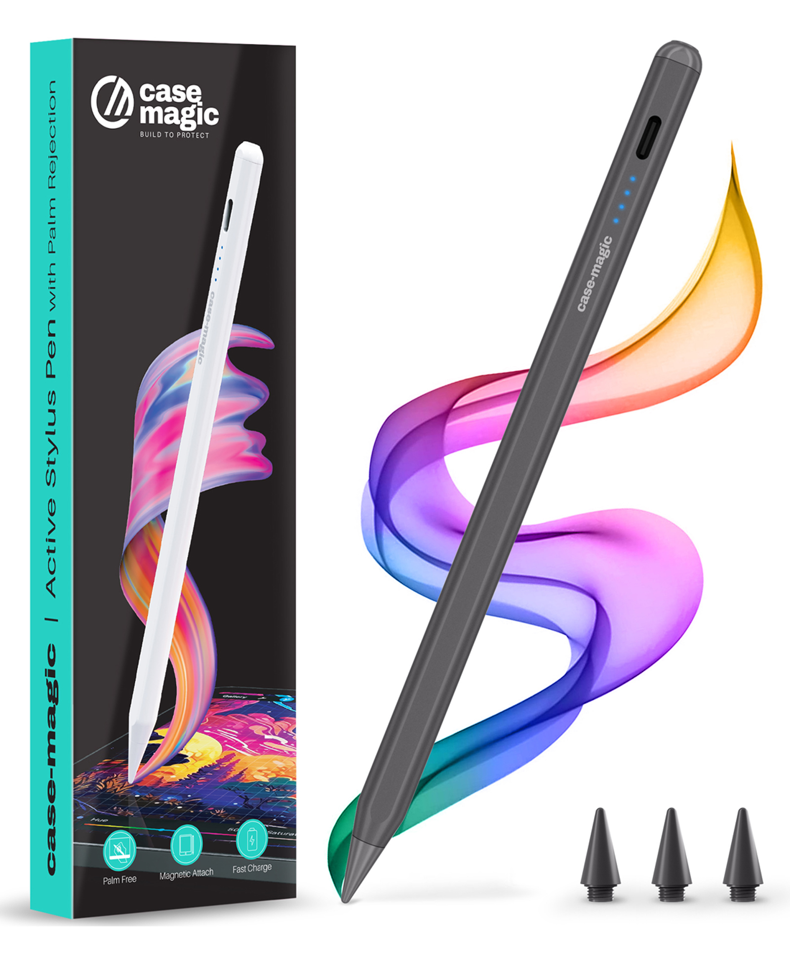 case magic Case-Magic iPad Pencil Active Stylus Pen with Palm Rejection,Tilt Sensor,High Precision Tip - Dark Grey-picture-19