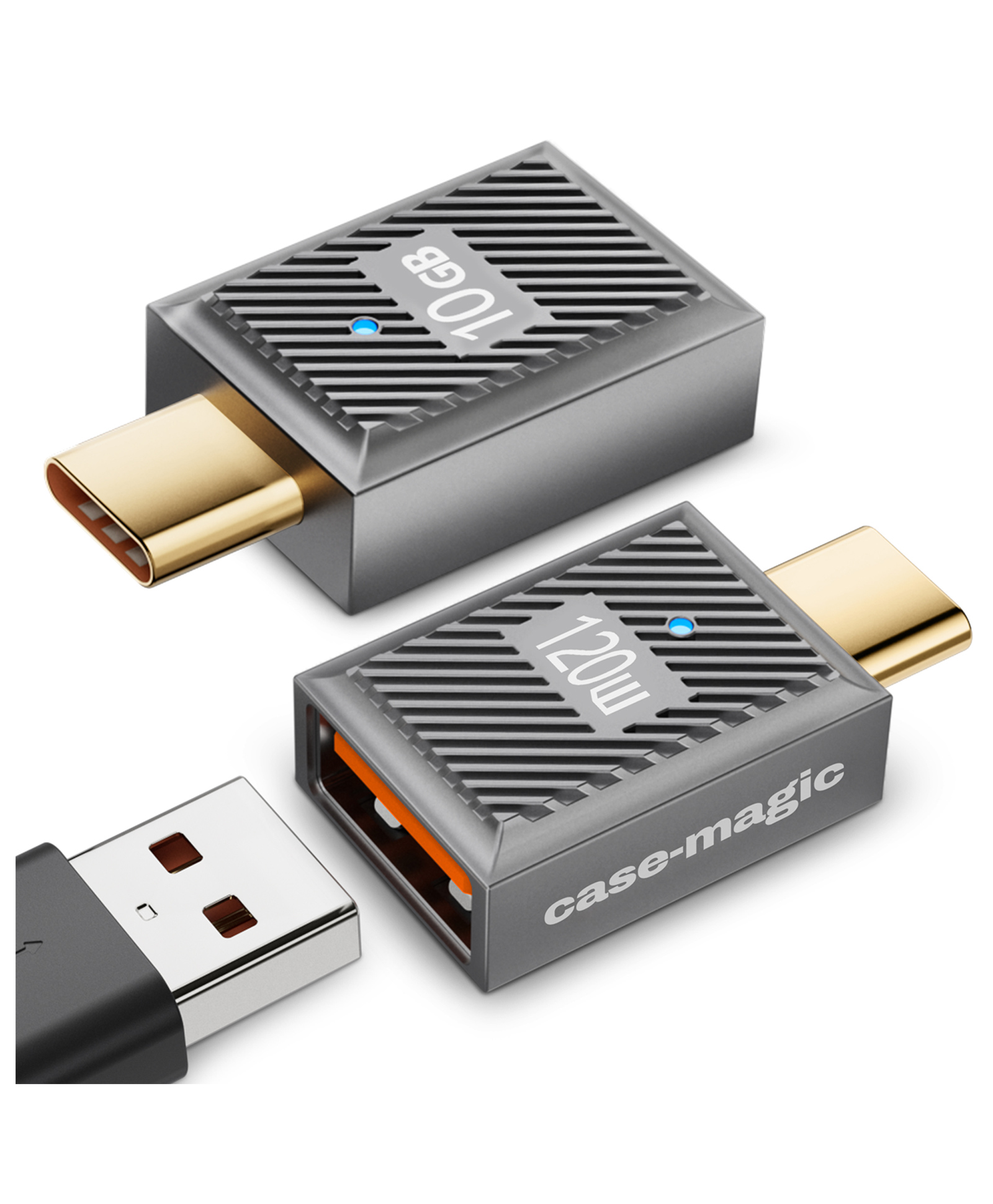 case-magic PD 120W USB C to USB A 3.1 Female OTG Adapter Converter | Fast Charging Connector, 10Gbps High-Speed Data Sync, Zinc Alloy Shell for iPhone 16/15 iPad, MacBook, Laptop & Type C Device-image-5