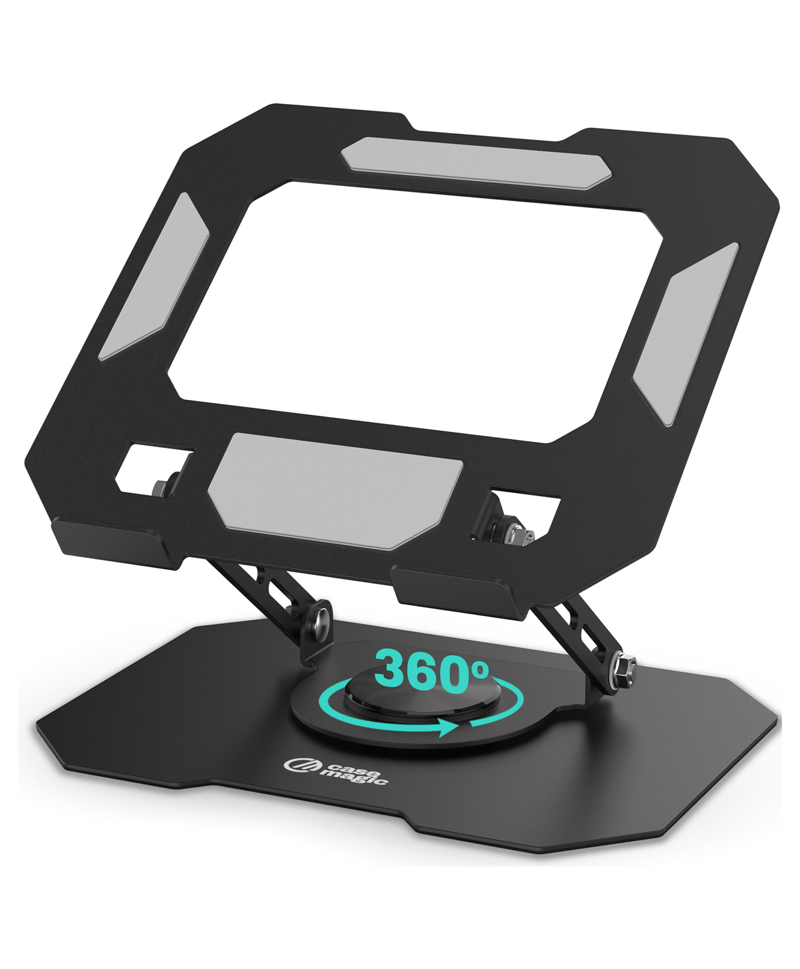 case-magic 360° Rotating Ergonomic Laptop/iPad Stand | Foldable, Adjustable Height & Angle Supports Laptops Up to 17 - Black-image-2