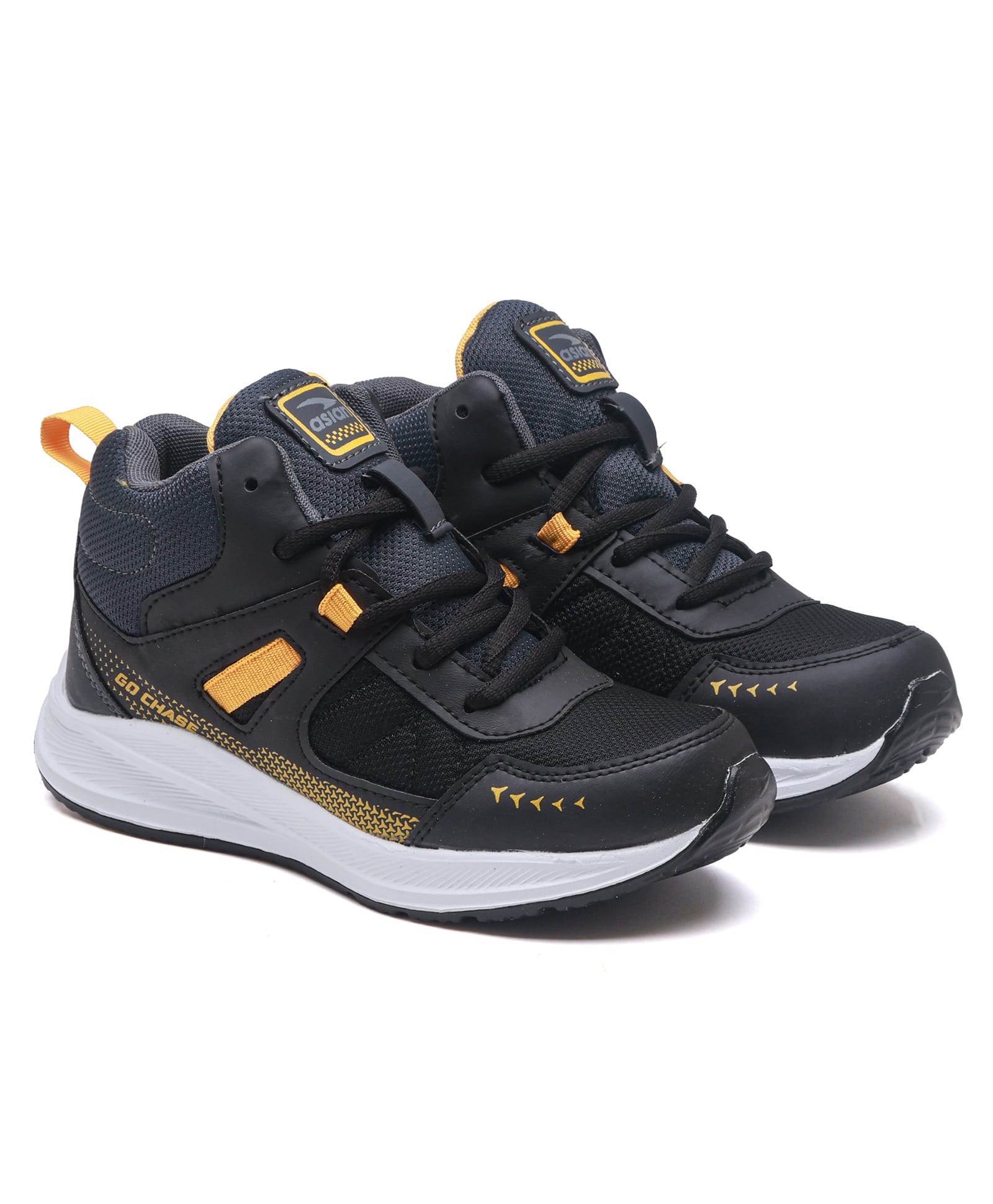 Asian Mesh Detailed Colour Blocked Sneakers - Black & Mustard-picture-6