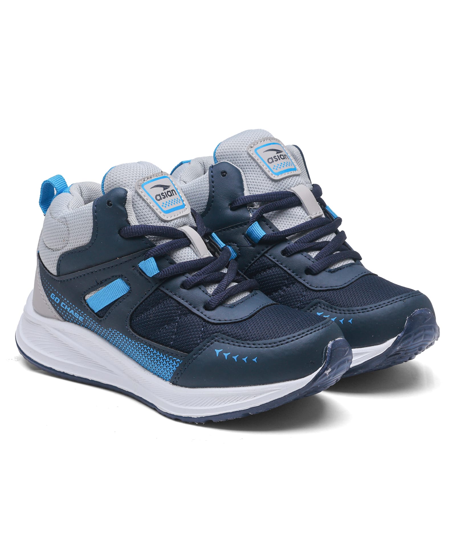Asian Mesh Detailed Brand Name Designed Sneakers - Navy Blue & Grey-picture-15