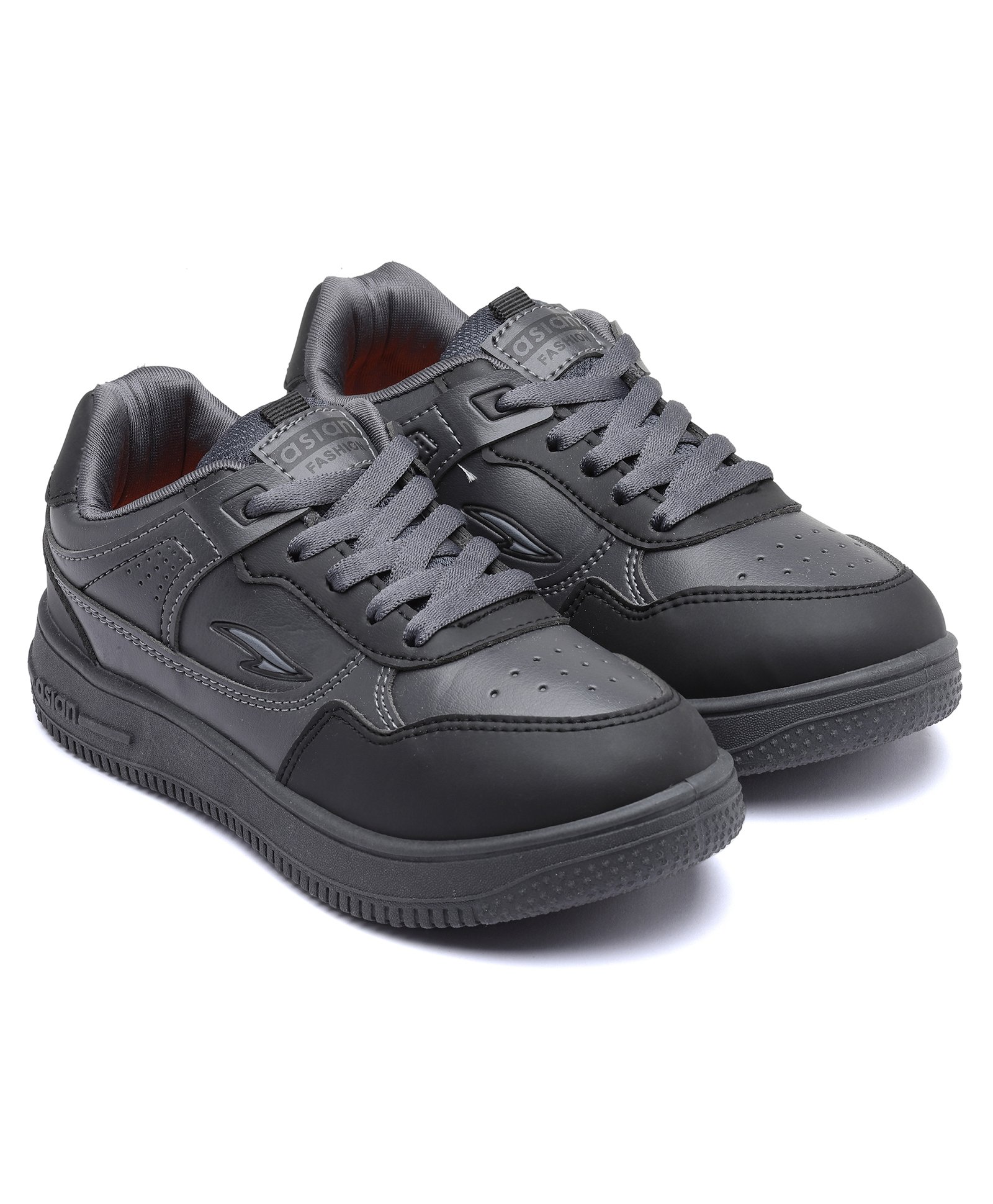 Asian Brand Name Detailed Sneakers - Grey & Black-picture-46