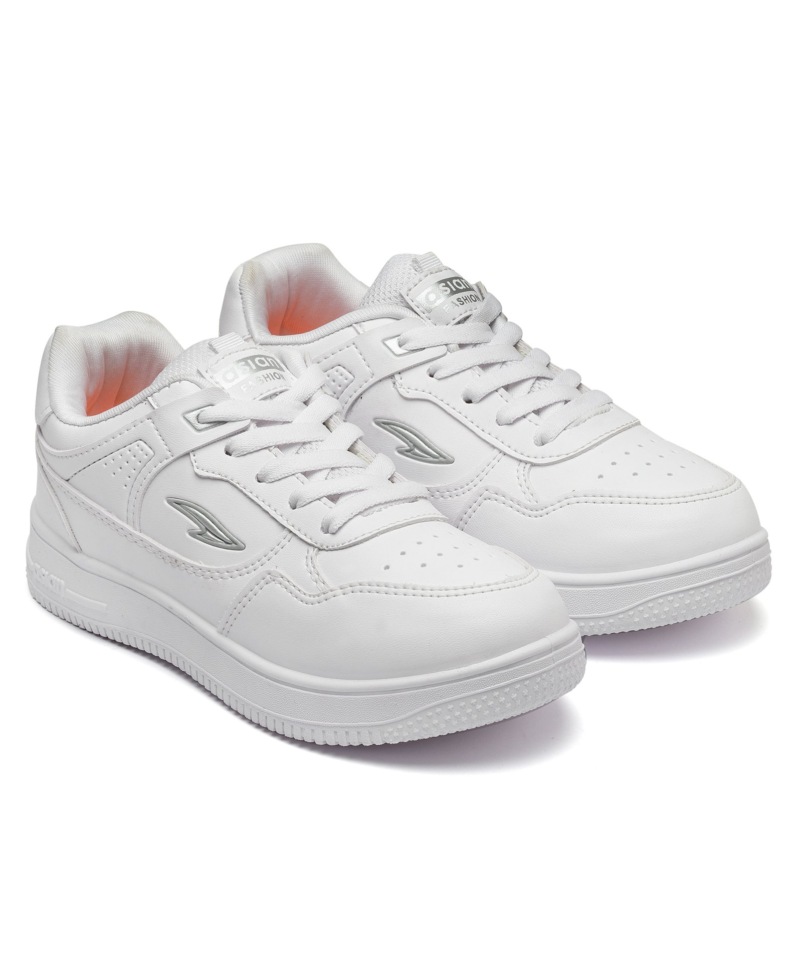 Asian Brand Name Detailed Sneakers - White-image-1