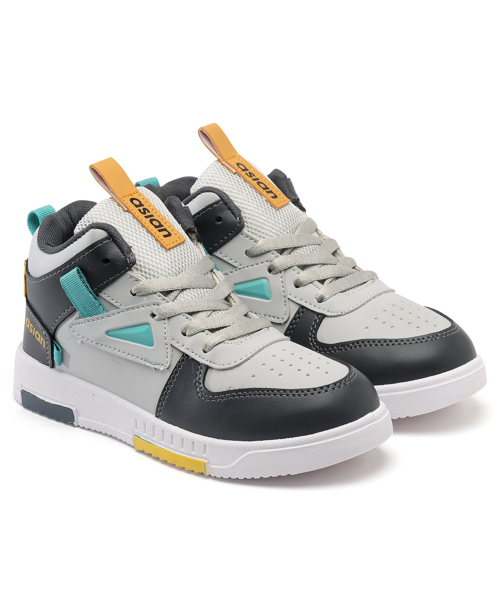 Asian Brand Name Detailed Colour Blocked Sneakers - Grey-picture-22