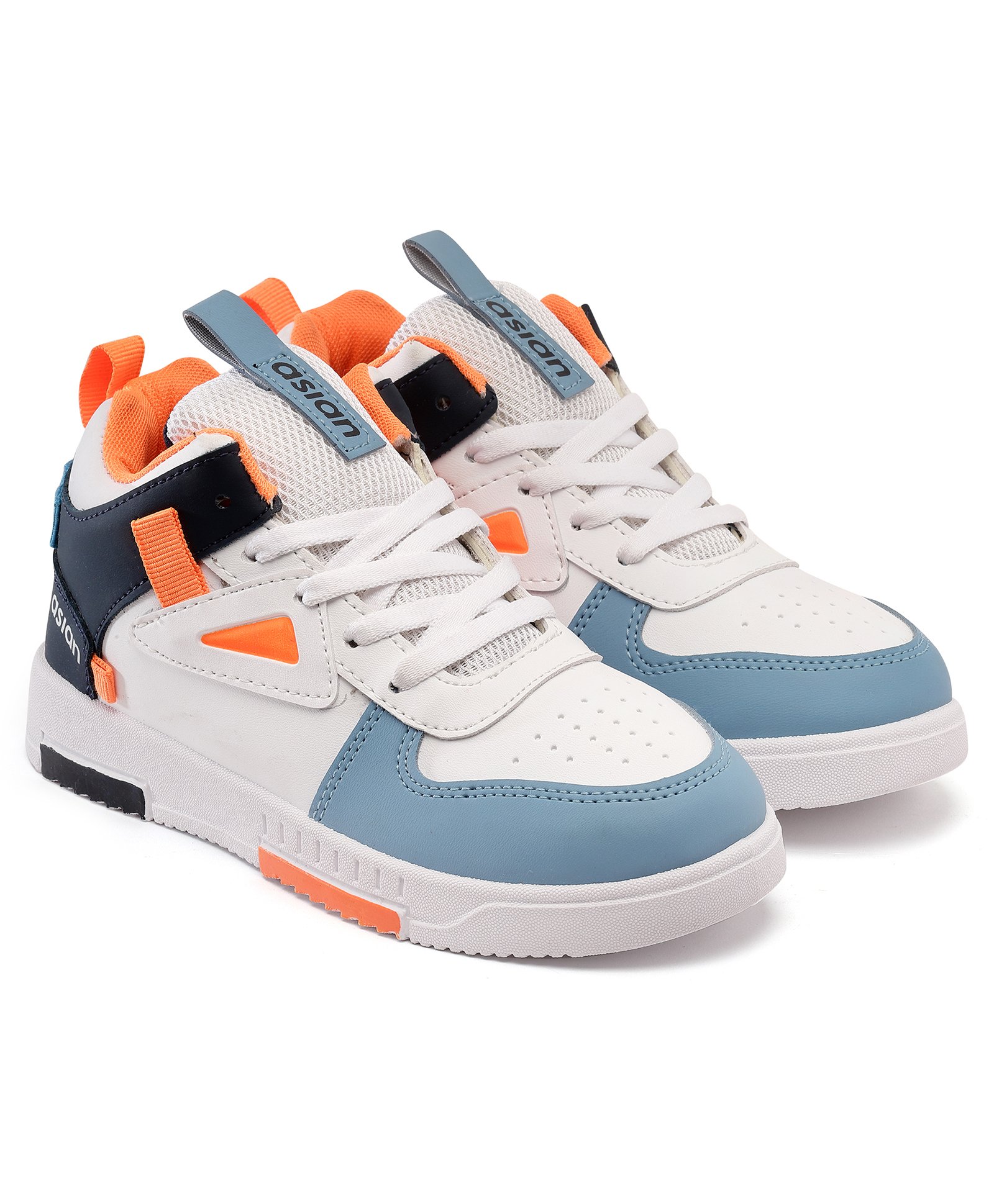 Asian Colour Blocked Sneakers - White Sky Blue & Orange-image-17