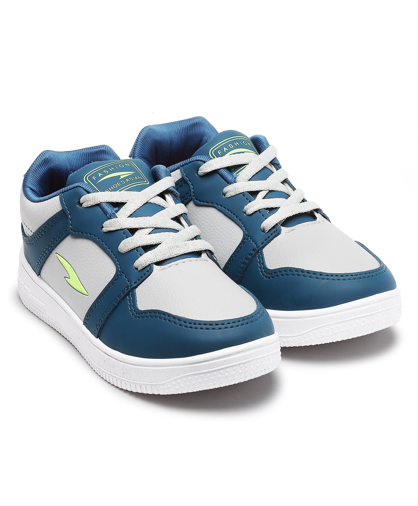 Asian Brand Logo Detailed Colour Blocked Sneakers - Grey & Blue-picture-25