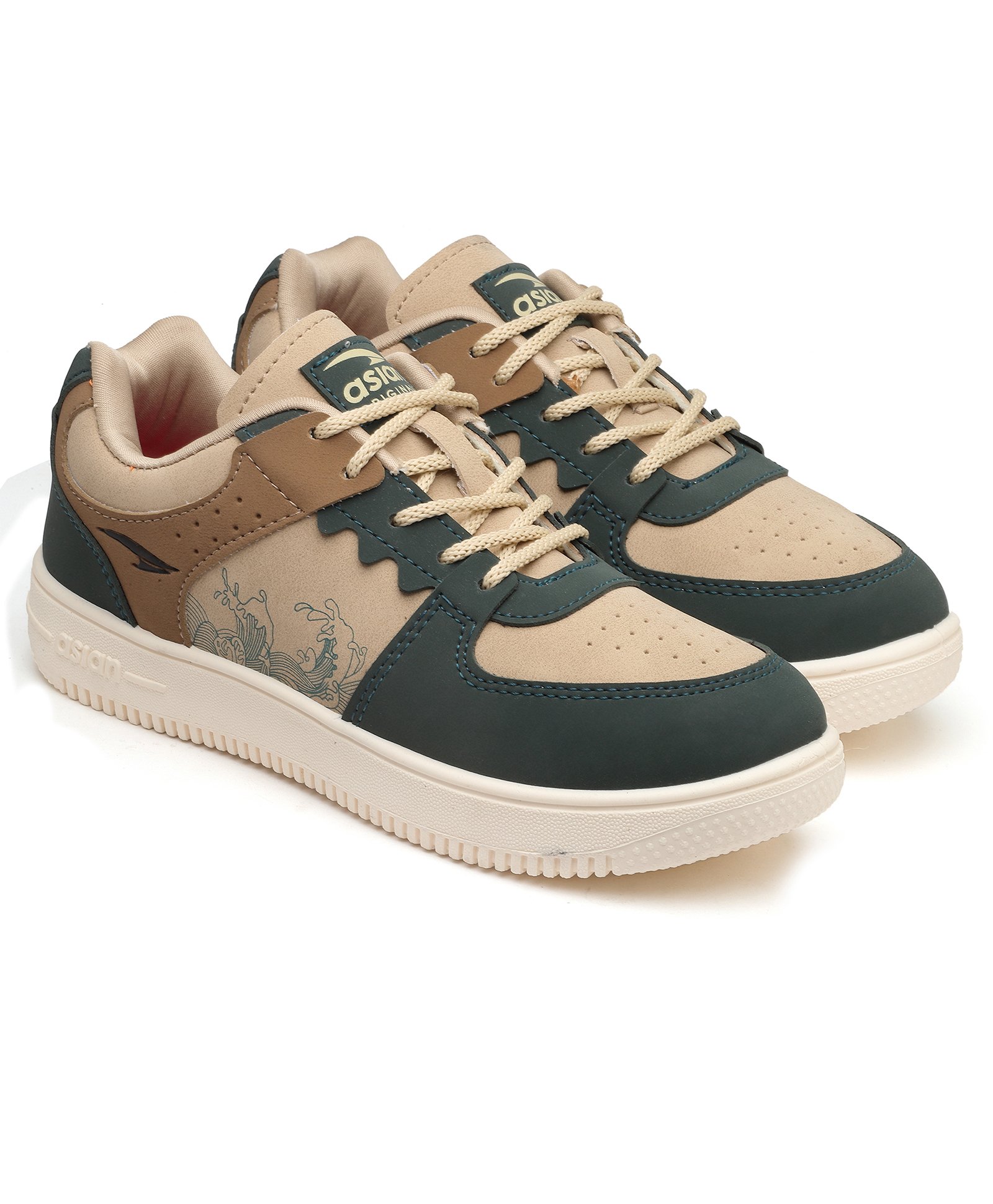 Asian Colour Blocked Sneakers - Beige & Leaf Green-picture-22