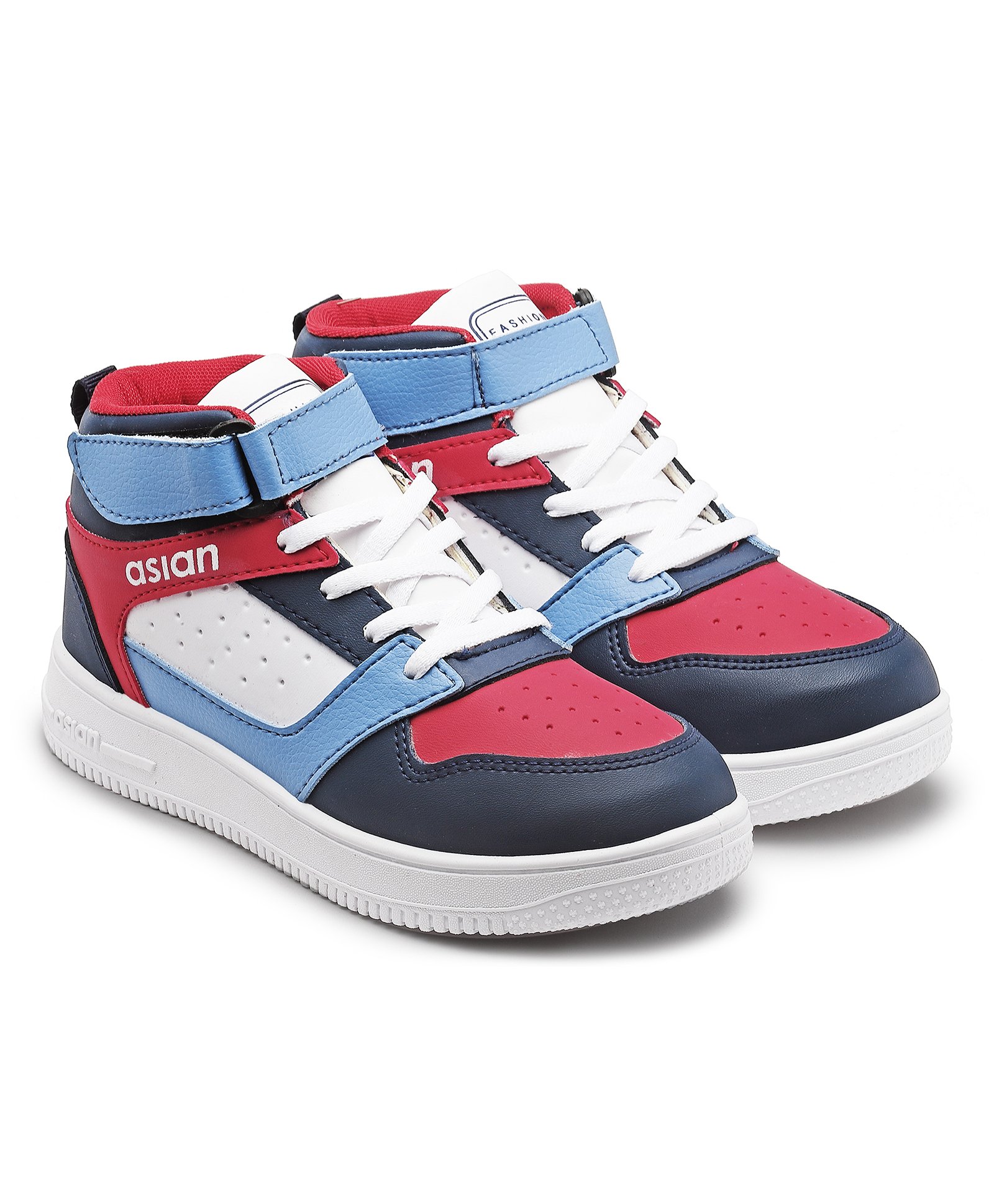Asian Colour Blocked Sneakers - Navy Blue & Red-image-35
