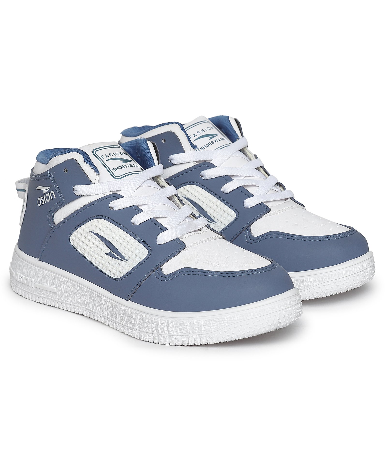 Asian Brand Name Detailed Colour Blocked Sneakers - Blue-image-23