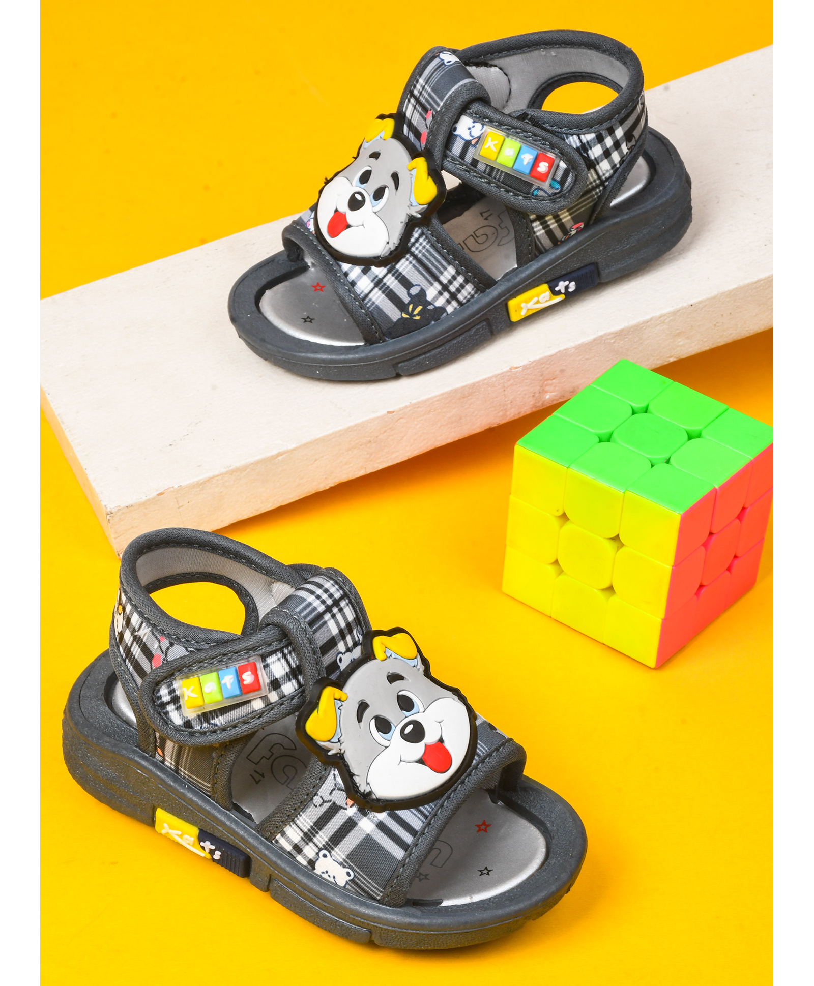 KATS Puppy Designed Velcro Closure Musical Sandals - Grey-picture-32