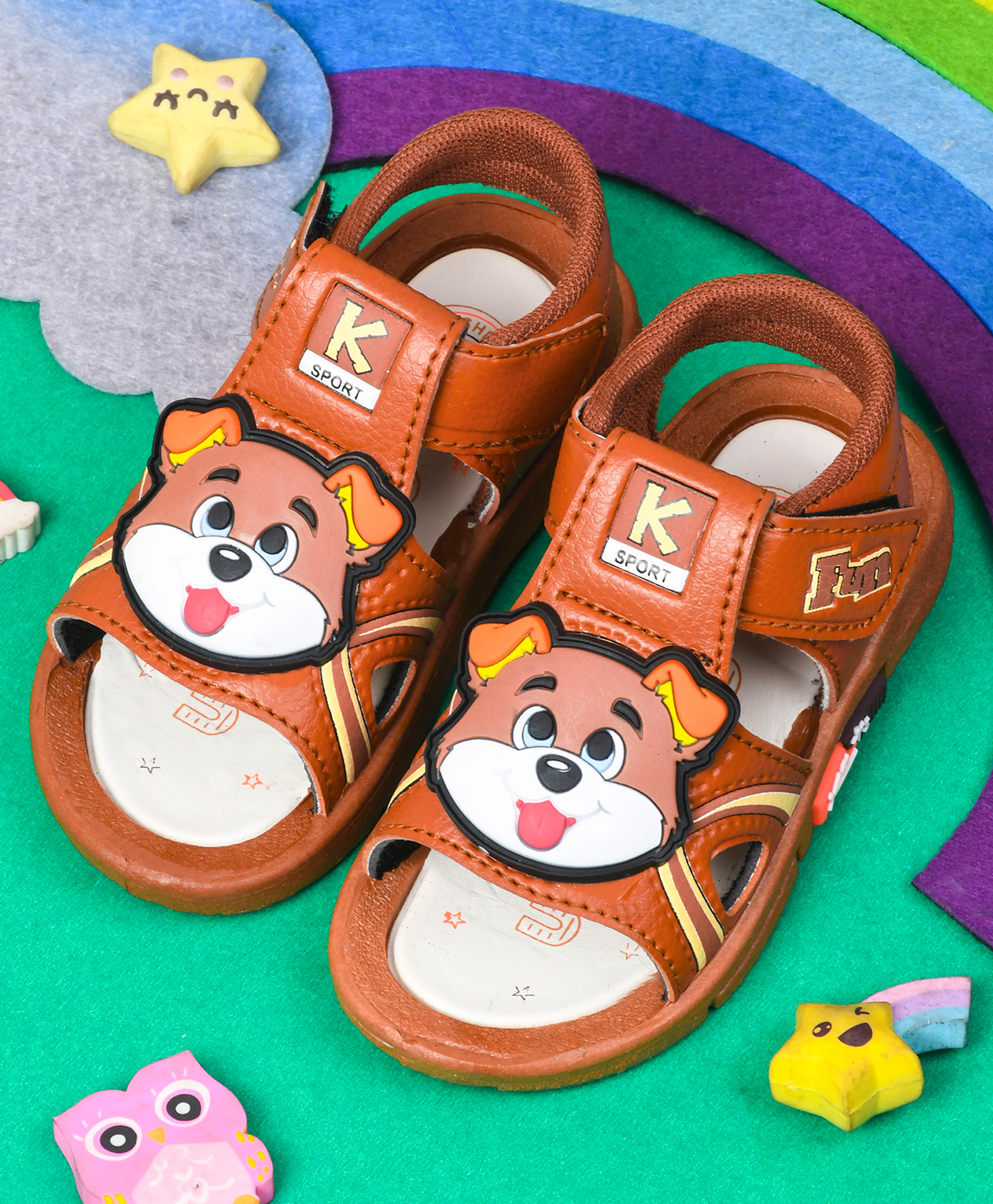KATS Puppy Designed Velcro Closure Musical Sandals - Brown-picture-39