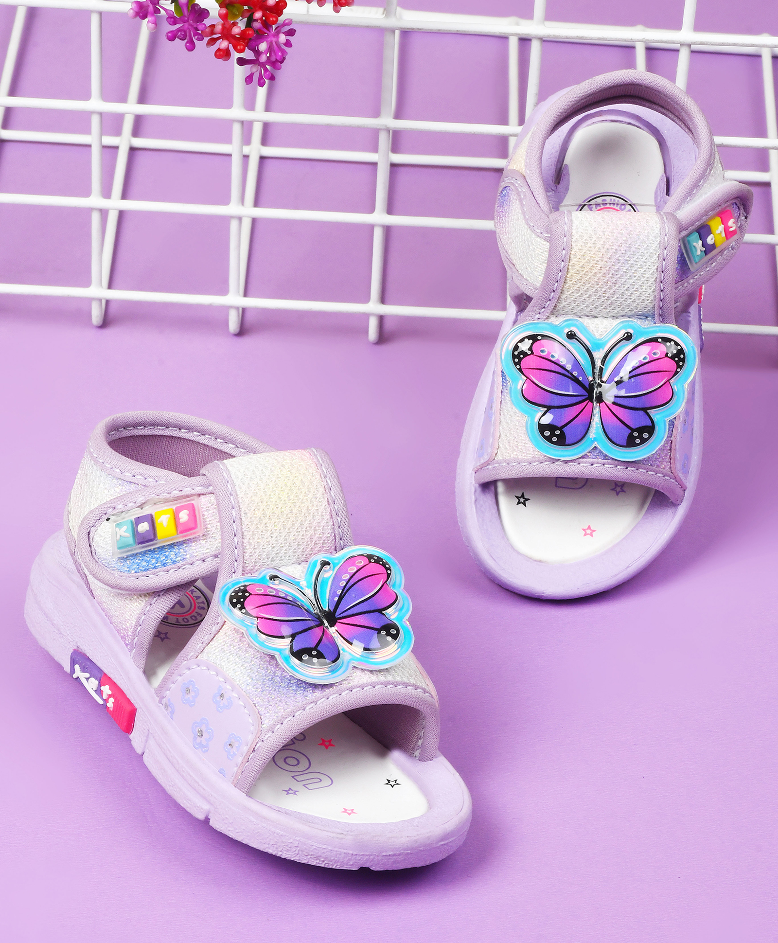 KATS Butterfly Designed Velcro Closure Musical Sandals - Purple-picture-45