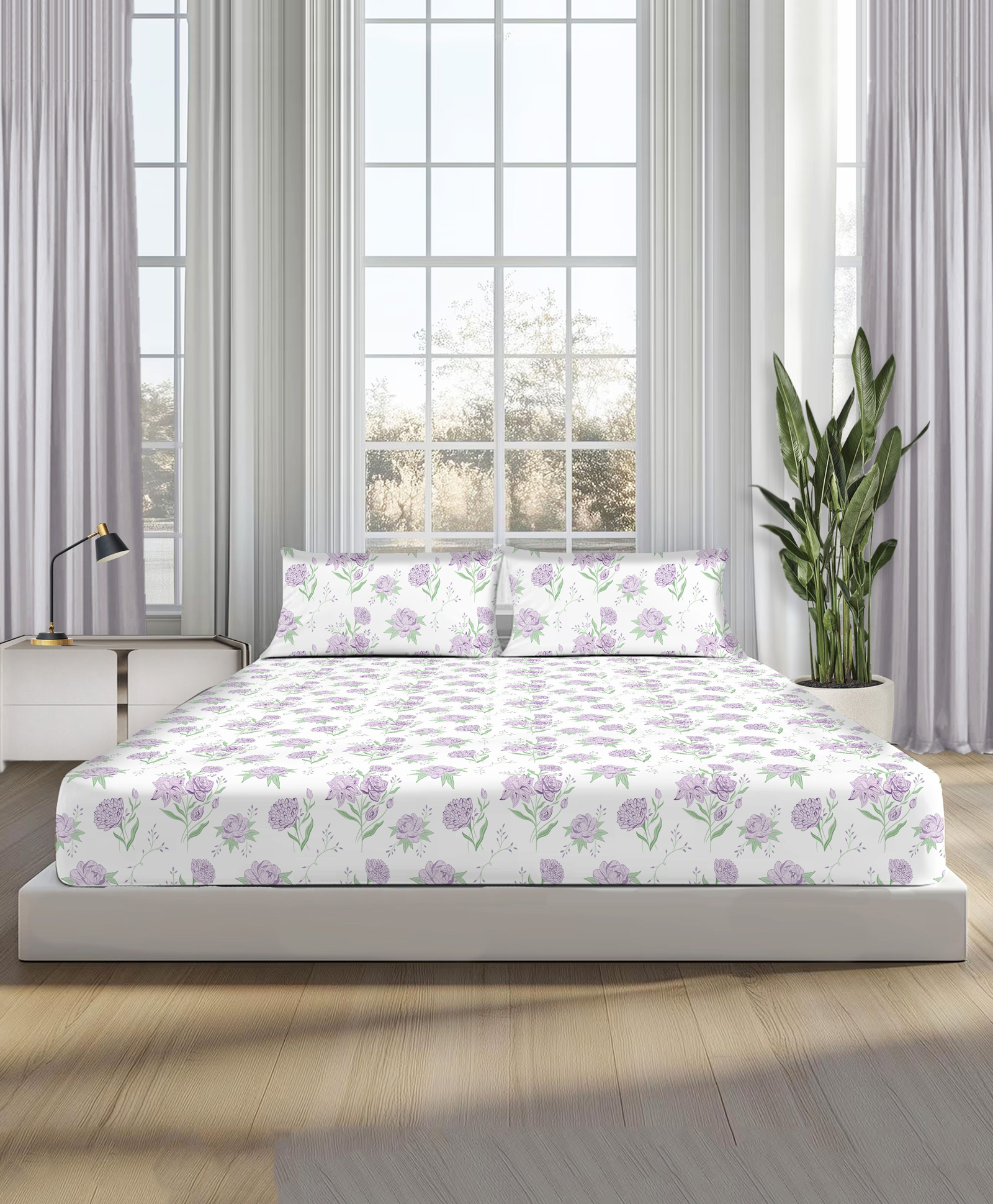 Sleepsia Vibrant Abstract Art, 100% Cotton Double Bedsheet, 180 TC - Queen-picture-49