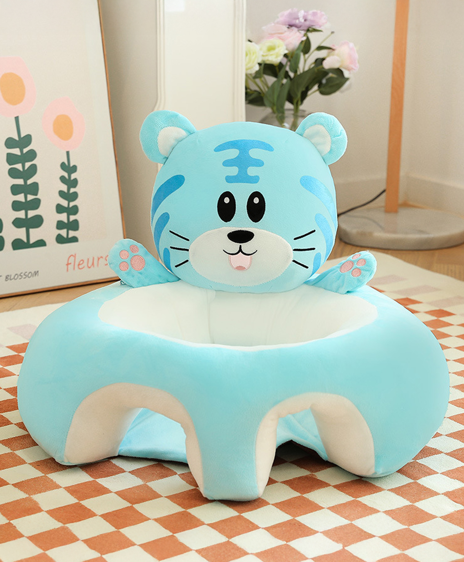 fab n funky Baby Seating Chair Tiger Theme Sofa Seat - Blue| Back Support| Toddler Sitting Trainer| Maintain Ideal Posture-picture-11