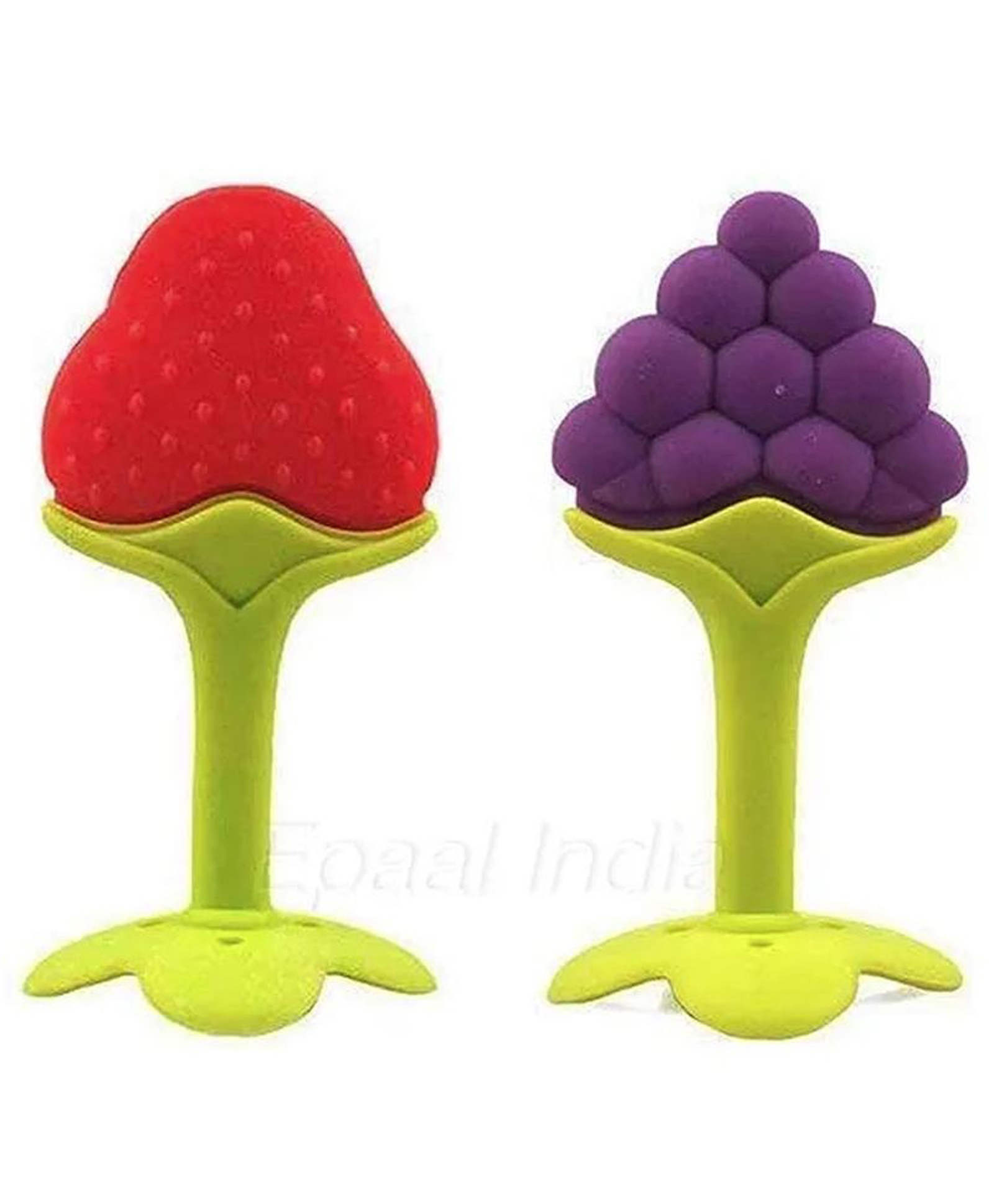 numum Silicone Fruit Teether Grapes & Strawberry Shape Teether Pack of 2 - Red and Blue ( Color and design may vary)-image-6