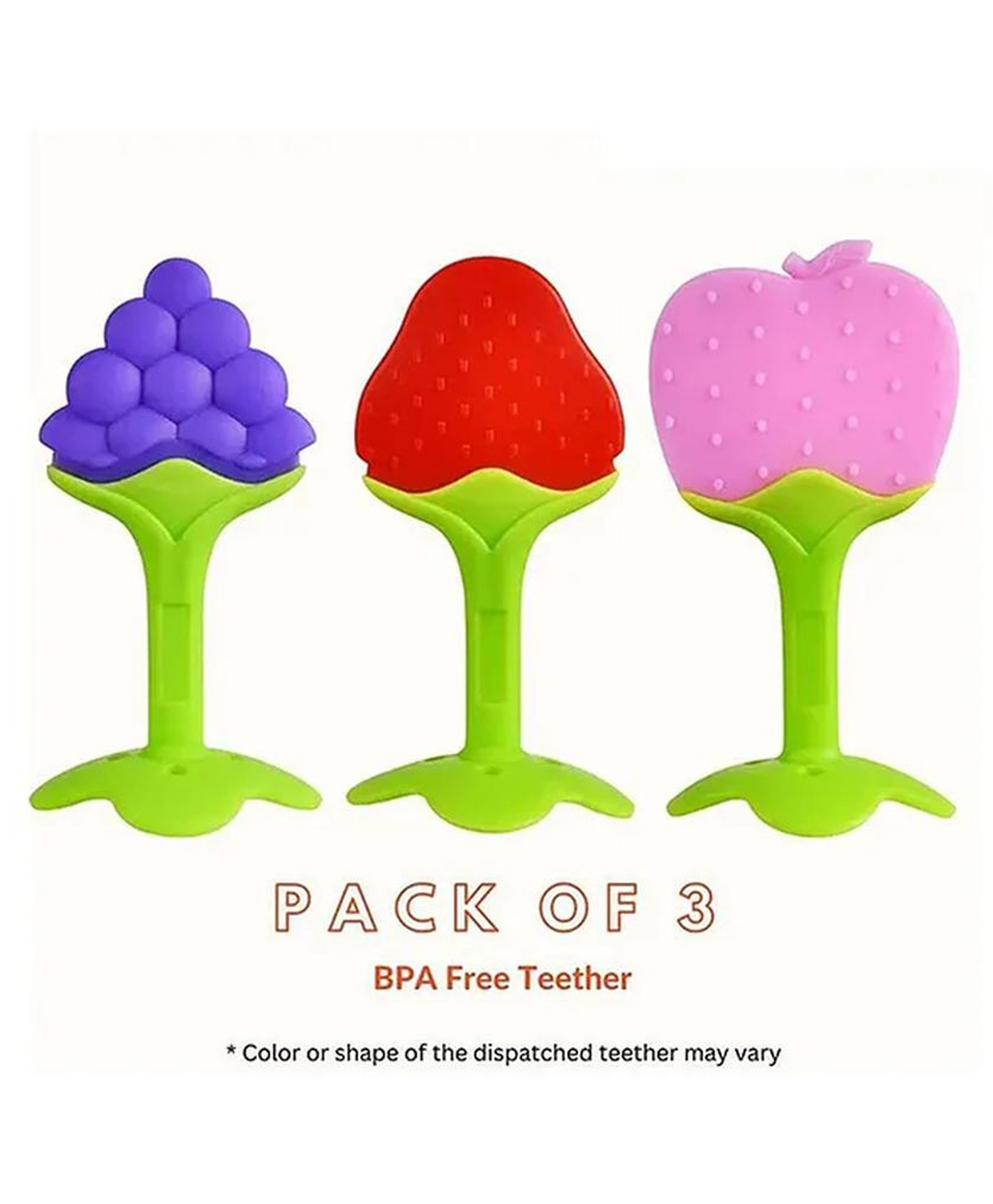 Numum Baby Teething Silicone BPA Free Natural Organic Freezer Safe Teethers for Newborn Infant, Soft & Textured - Babies Shower Gift (Pack of 3) Multicolor (Color and design may vary)-picture-10