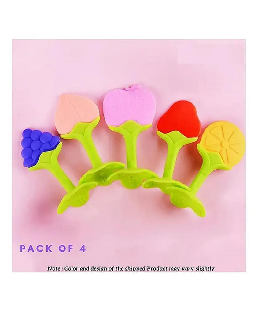 Numum Baby Fruit Teether Pack of 4 BPA-Free Silicone, Freezer Safe, Multicolor (Design/Color May Vary without outer case)-picture-10