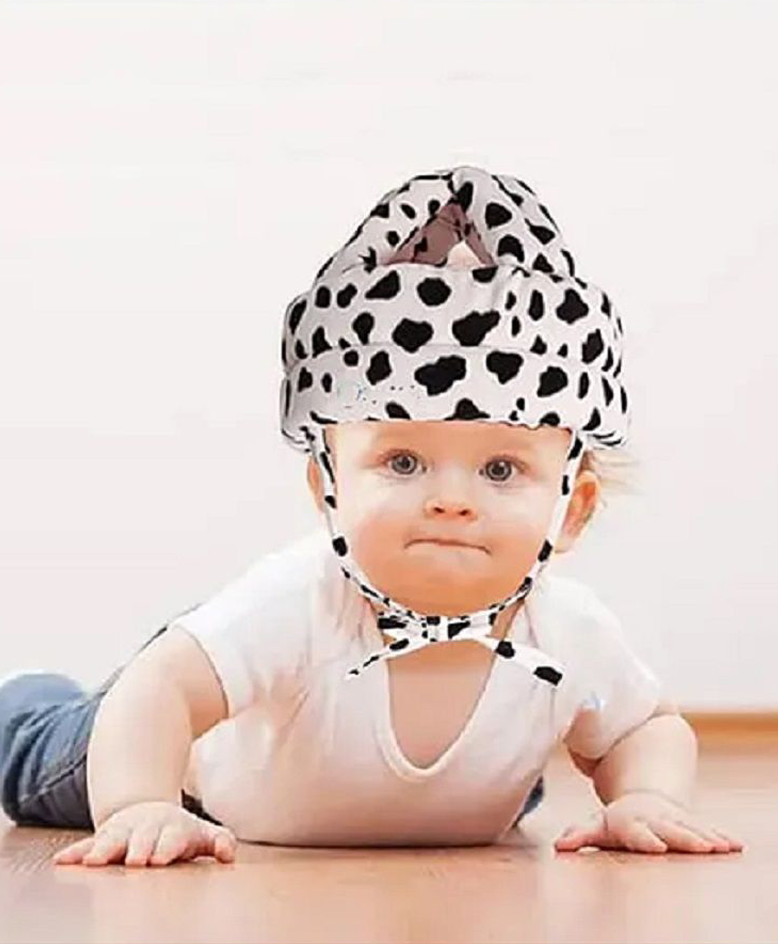 numum Baby Safety Helmet - White with Black Dots (Color and Design may vary)-image-5