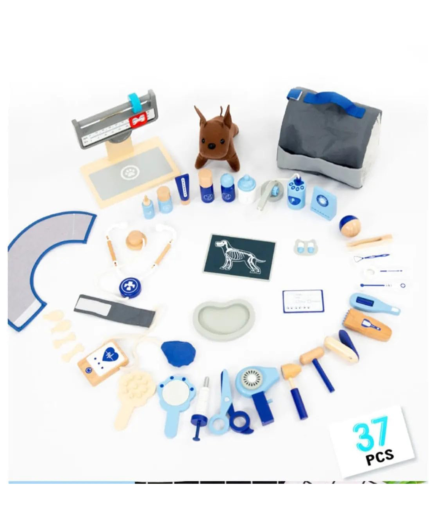 Eduspark 37 Piece Pet Vet Playset for Kids Wooden kids Pretend Play Set - Multicolor-image-29