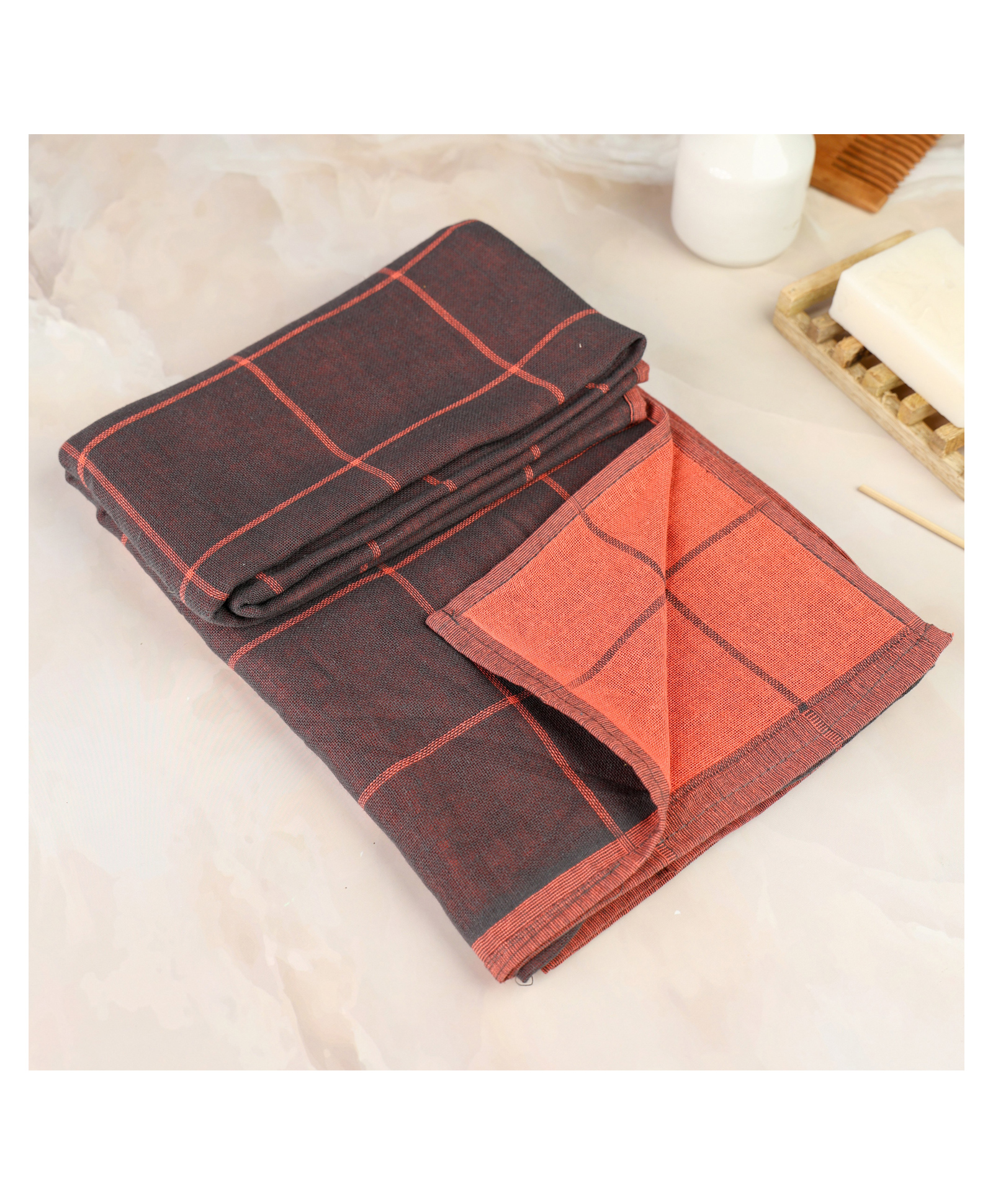 Zahya 100% Pure Cotton Zero Twist Bath Towels Large Size | Absorbent, Quick-Dry, Super Soft | Red + Black-image-5