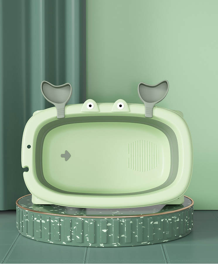 Babyhug Foldable Baby Bath Tub with Drain Plug in Crab Shape - Green-picture-28