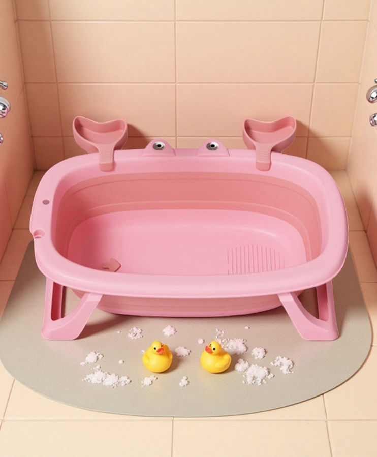 Babyhug Foldable Baby Bath Tub with Drain Plug in Crab Shape - Pink-image-35