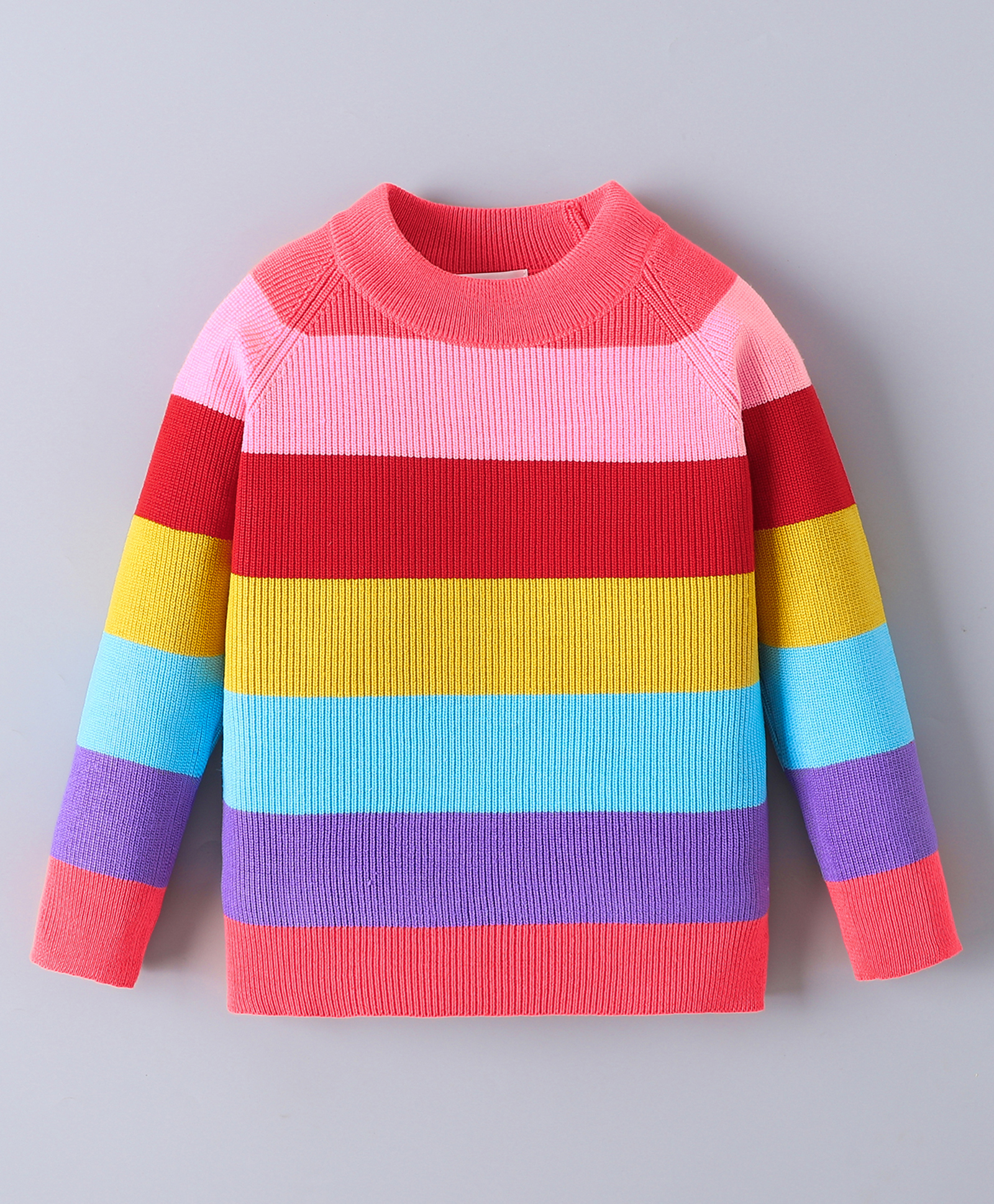 Mark & Mia Cotton Full Raglan Sleeves Striped Pullover Sweater - Multi Colour-image-21