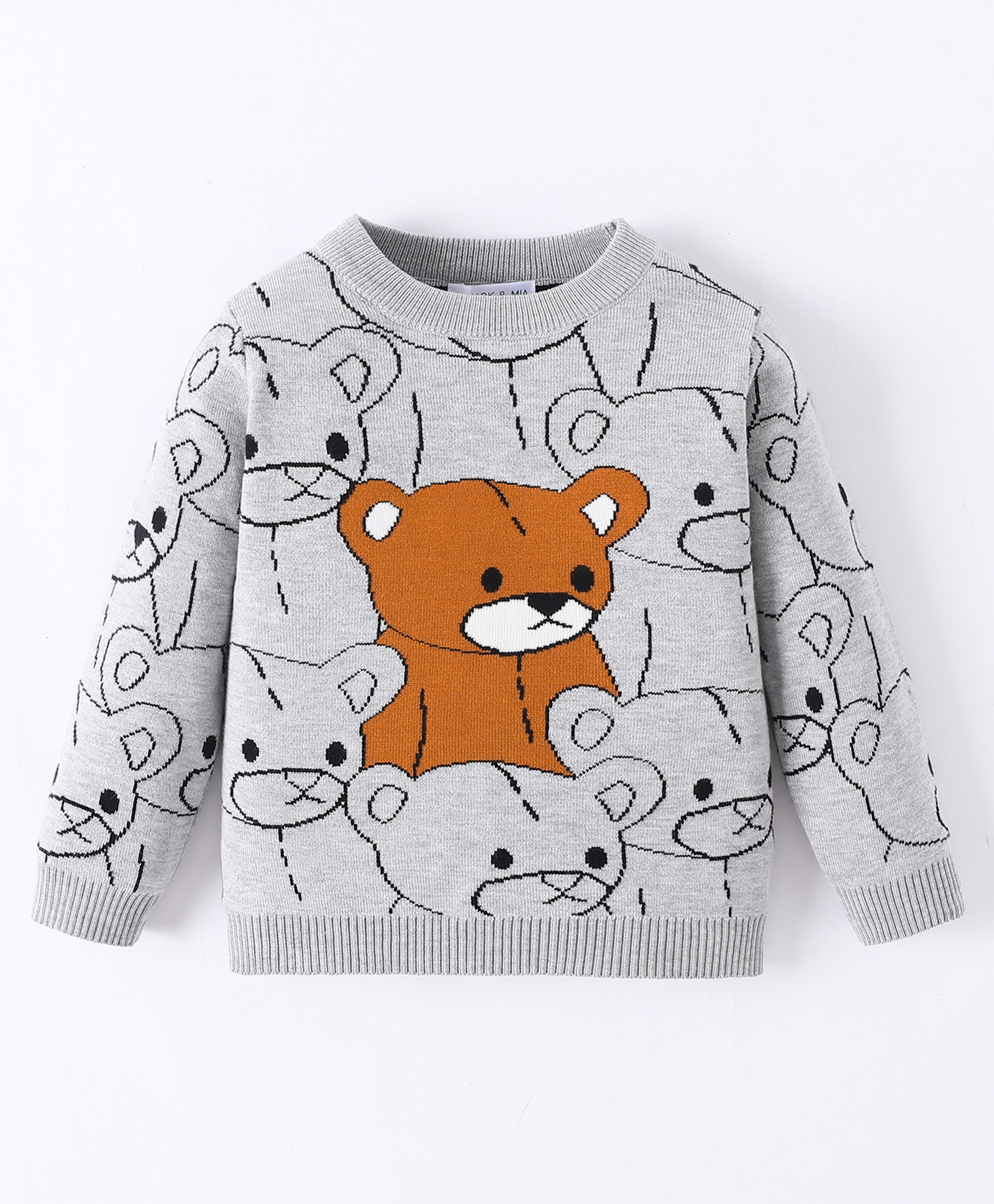 Mark & Mia Viscose Full Sleeves Pullover Sweater With Bear Design - Grey-image-41