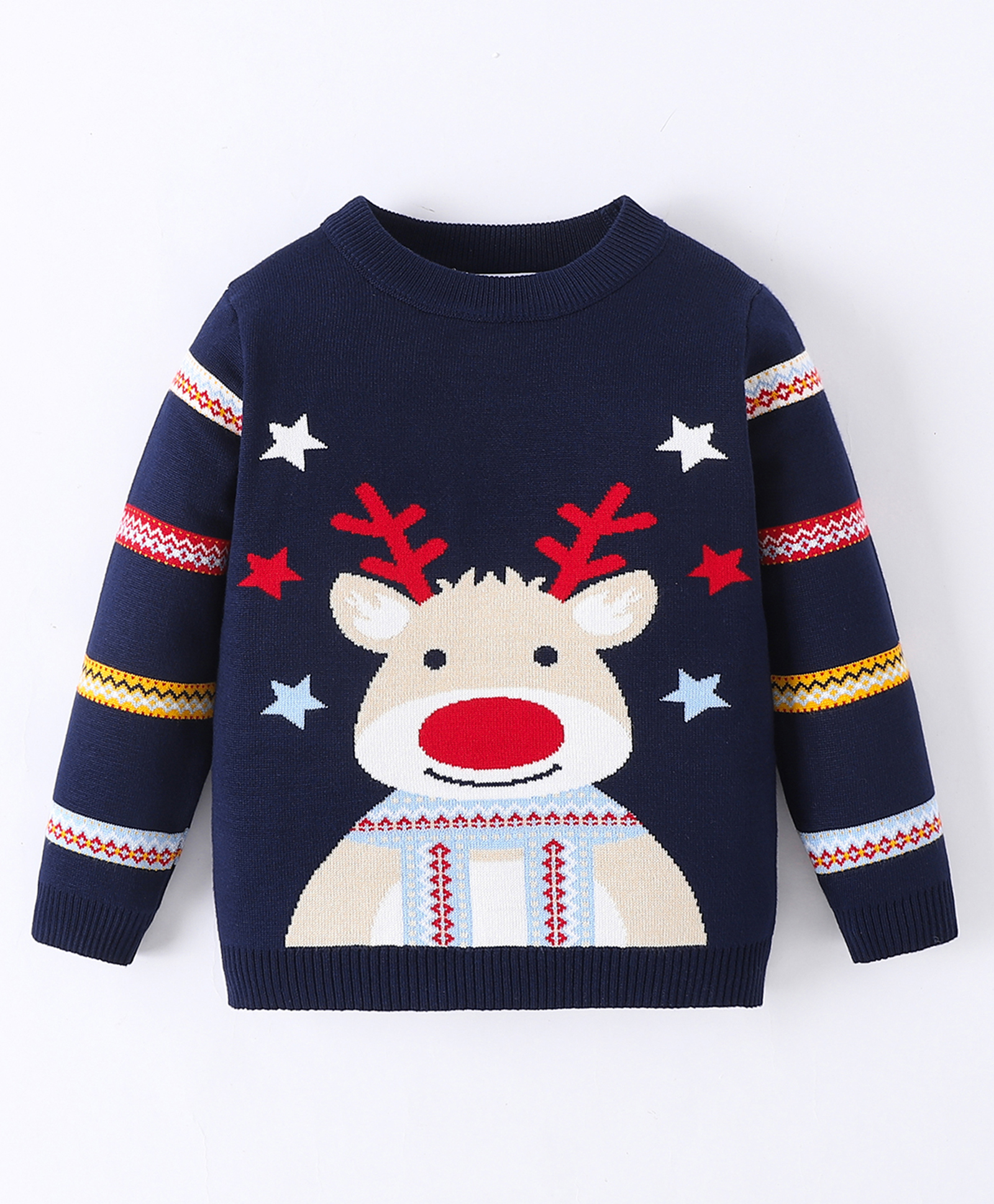 Mark & Mia Viscose Full Sleeves Pullover Sweater With Christmas Theme Design - Navy Blue-image-44