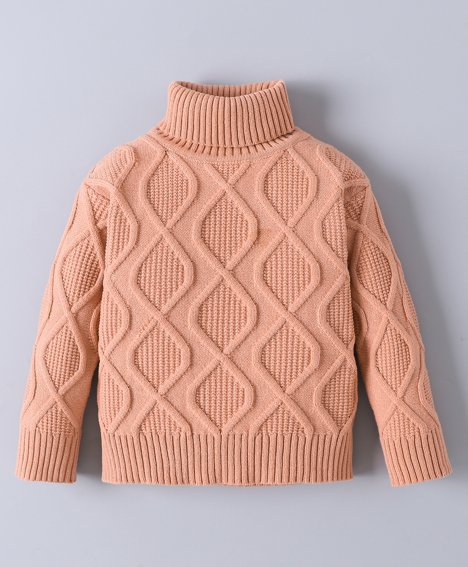 Mark & Mia Viscose Full Sleeves Pull Over Sweater With Cable Knit Design - Peach-image-35