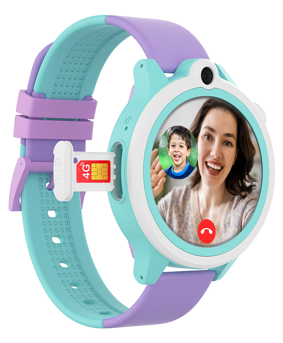 WatchOut Next-Gen+ Kids Phone Smartwatch with GPS Tracking Heart Rate Fever Alert 4G Sim Enabled Audio-Video Call Convirtible Air Tag Changeable Dial Ring SOS & Parental Lock -Lavender Purple