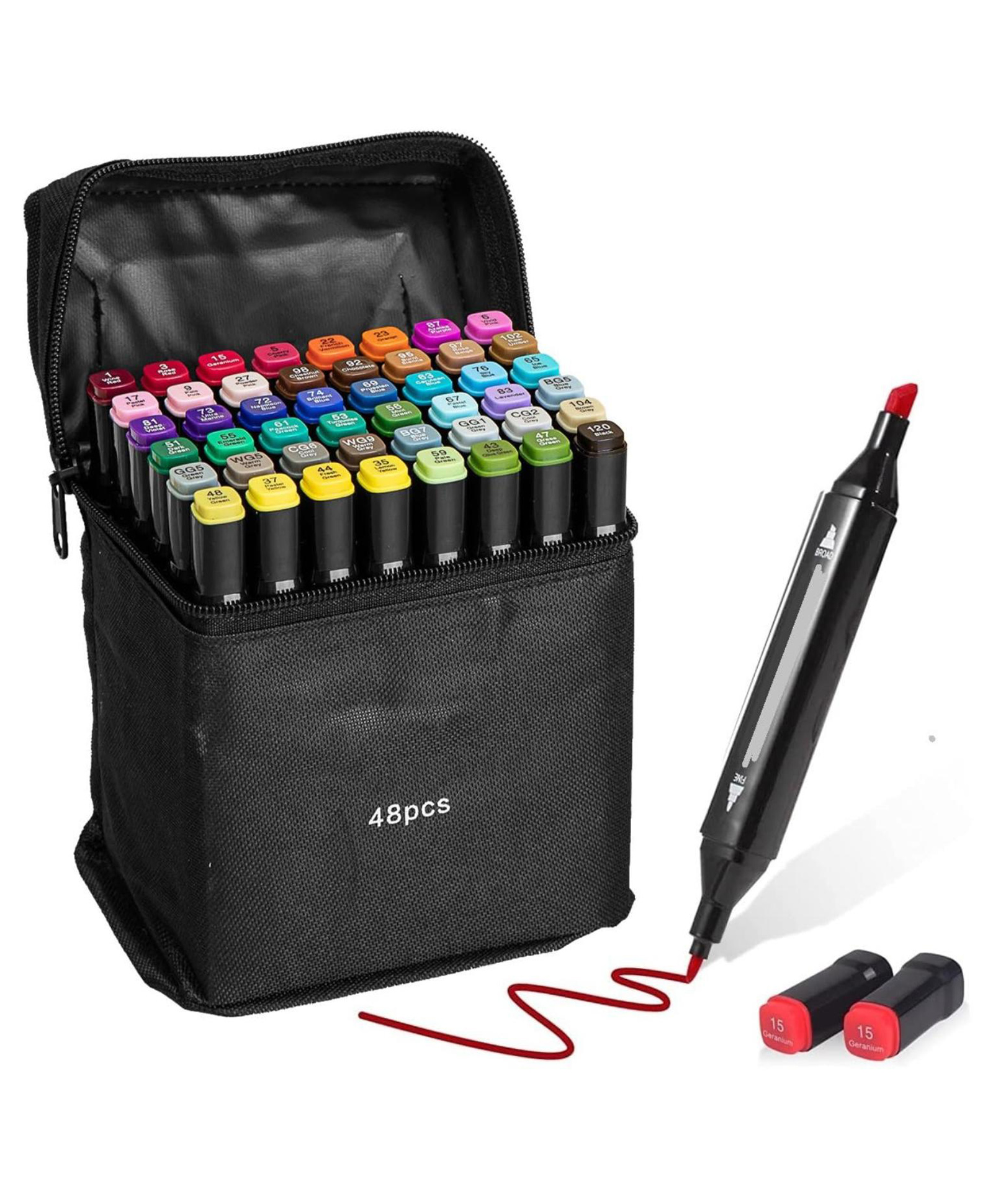 Awestuffs Professional Art Set - Dual Tip Alcohol Based Ink Color with Fine and Chisel Tip (Set of 48, Multicolor)-picture-26