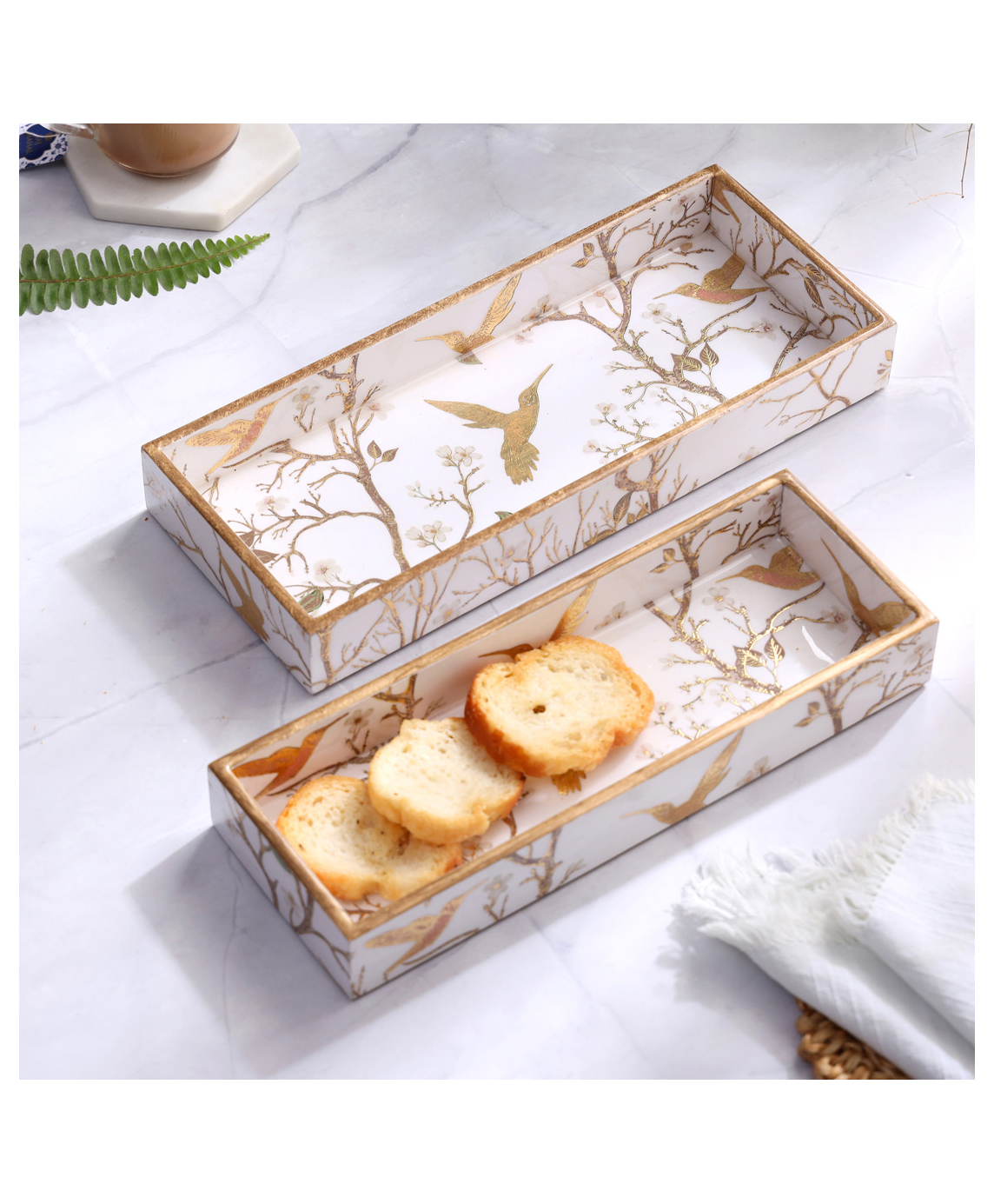DULI Set of 2 Multipurpose Rectangle Trays in MDF Wood for Home and Dining Table-picture-25