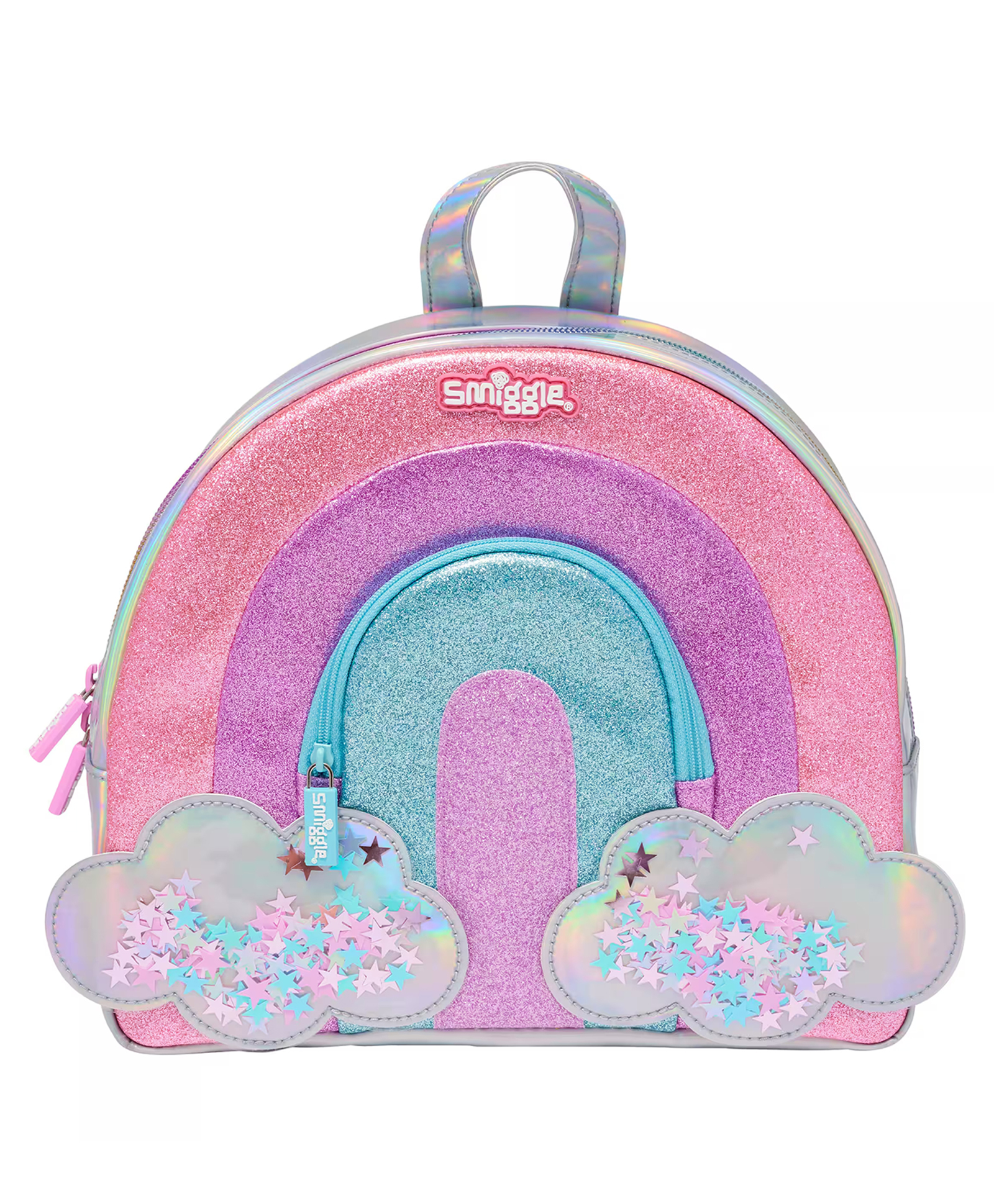 YAMAMA Back Pack For Kids Ritzy Rainbow And Starry Clouds Bag With Carry Handle Fashion Backpack For Girls Sturdy And Water-Resistant Backpack For Kids With Adjustable Straps Premium Design BagGirls Bag - Multicolor - Height 8.6 Inches-image-26