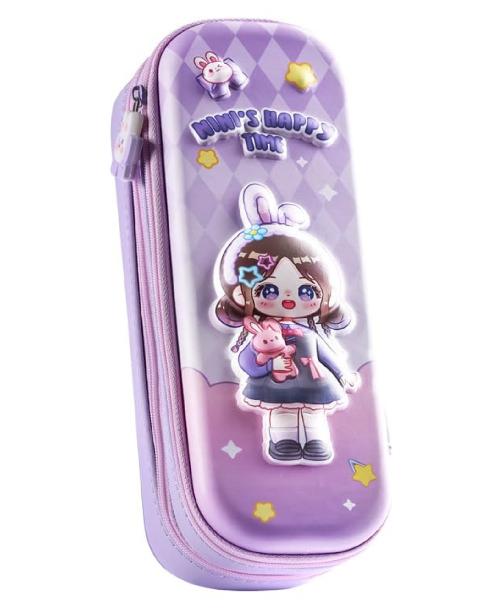 YAMAMA Pencil Case For Kids Cute Mini's Happy Time Pencil Pouch With Large Capacity Water Resistant Durable Zipper, Large Capacity School Pouch For Girls 3D EVA Pencil Pouch For KidsMulticolor-image-8