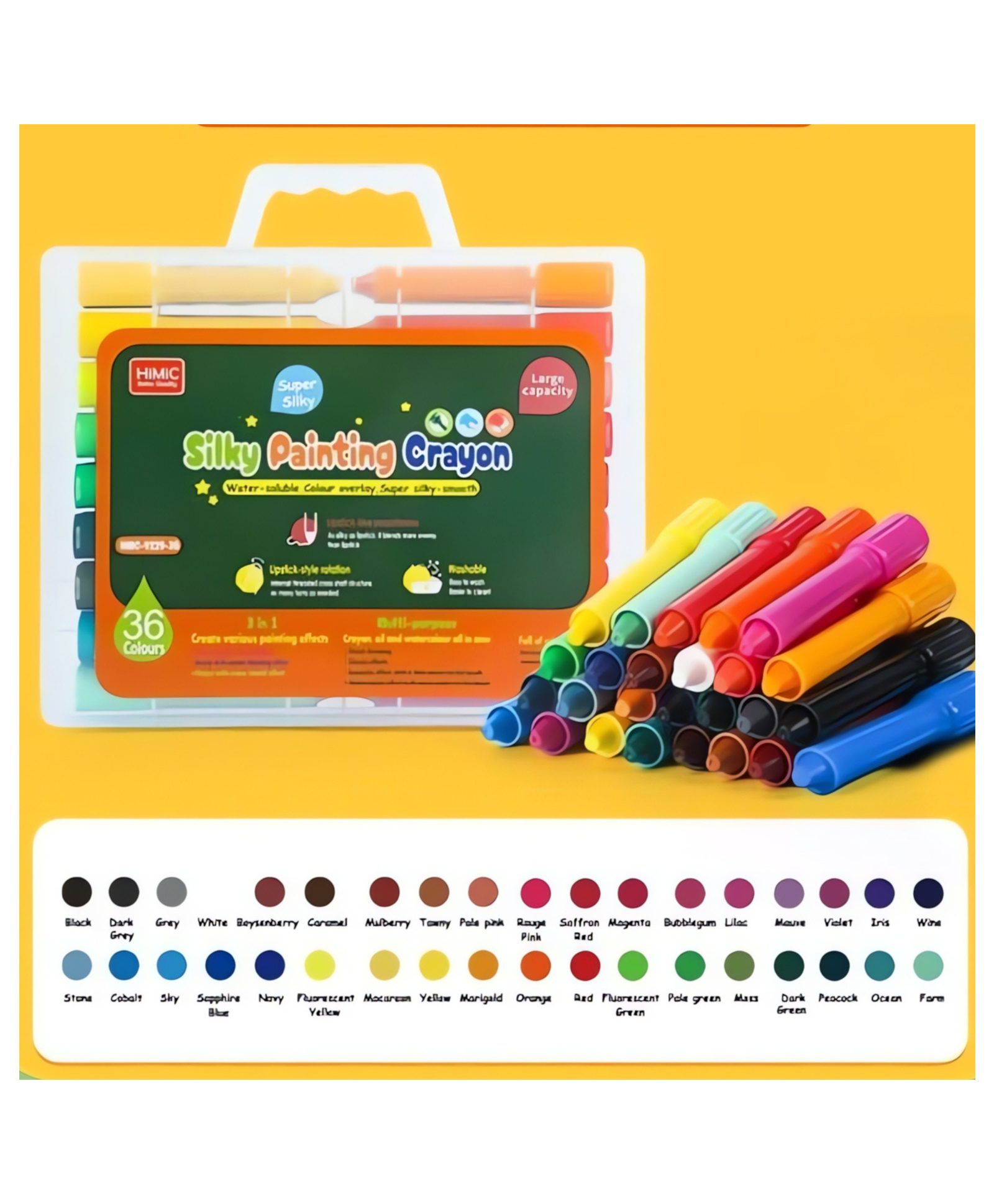 YAMAMA Crayons Washable Super Silky Painting Crayons Smooth Twistable 36 Shades Rolling Crayons In Box Crayon Colour Set Multicolor-image-35
