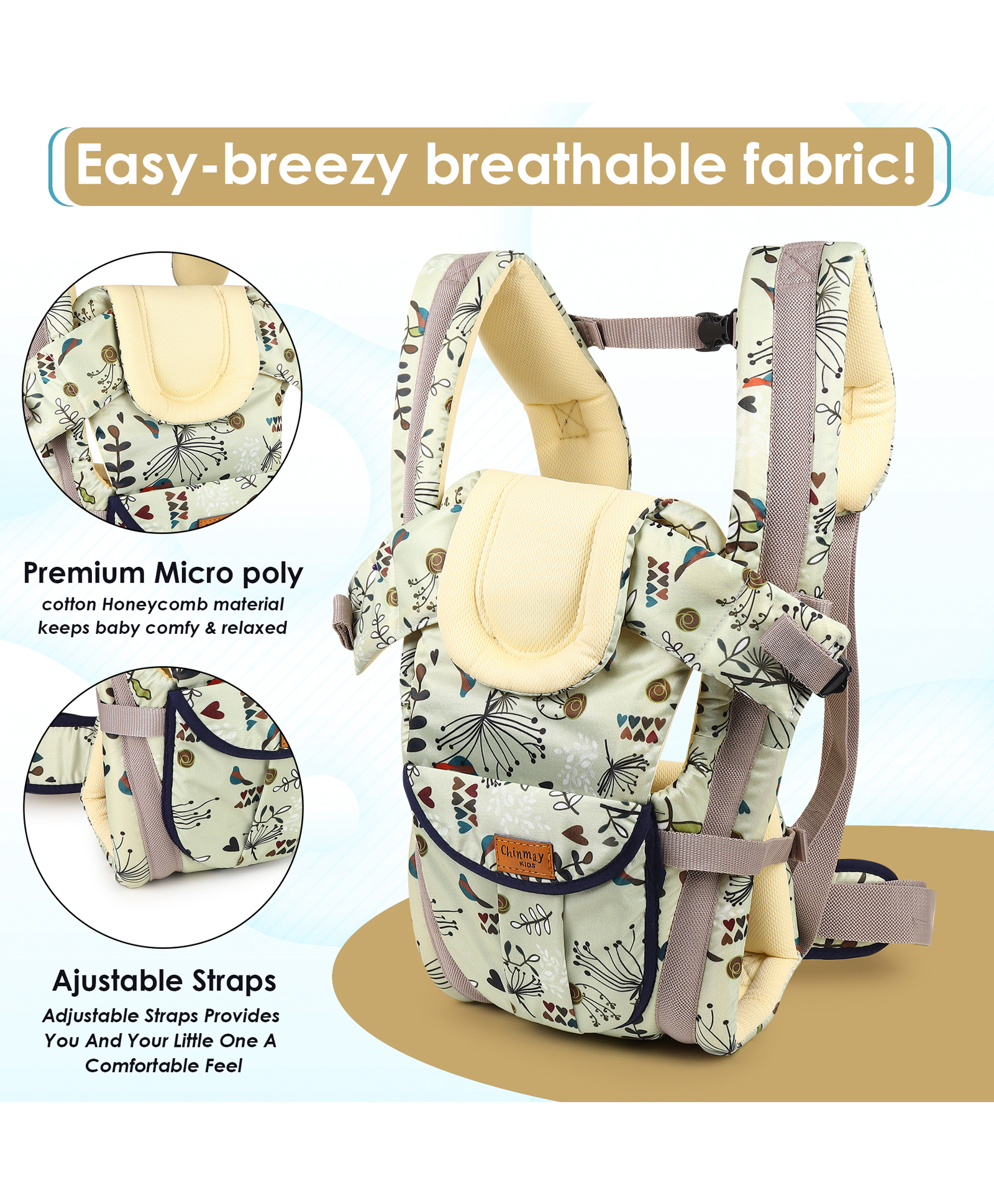 Chinmay Kids Baby Carrier 4 in 1 Carry Bag Baby Carrier Cuddler Air Mash Fabric Baby Carrier Baby Carrier