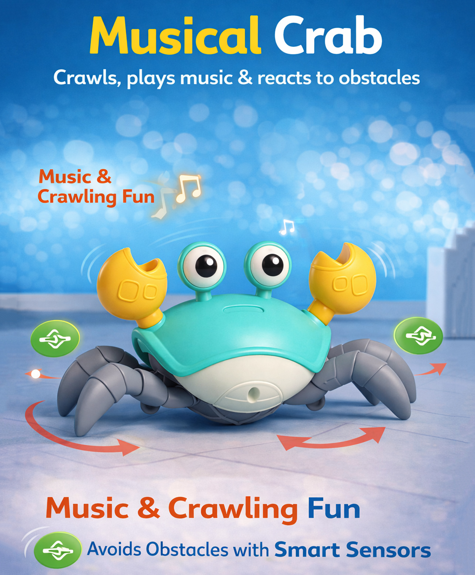 Zoe Crawling Crab Musical Toy Rechargeable with Light - Blue-picture-37