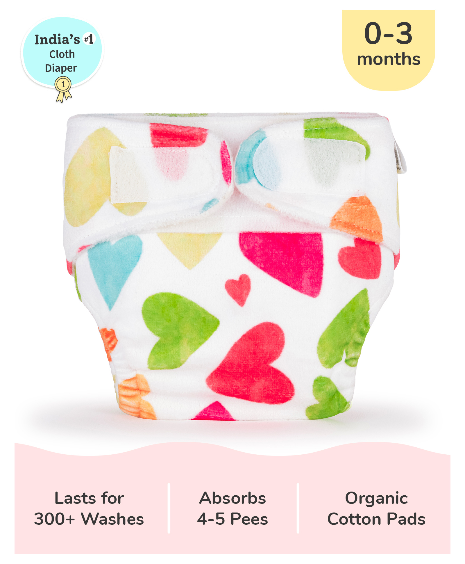SuperBottoms Newborn UNO Premium Cloth Diaper with Absorbent Insert (0 to 3M) - Baby Hearts-image-18